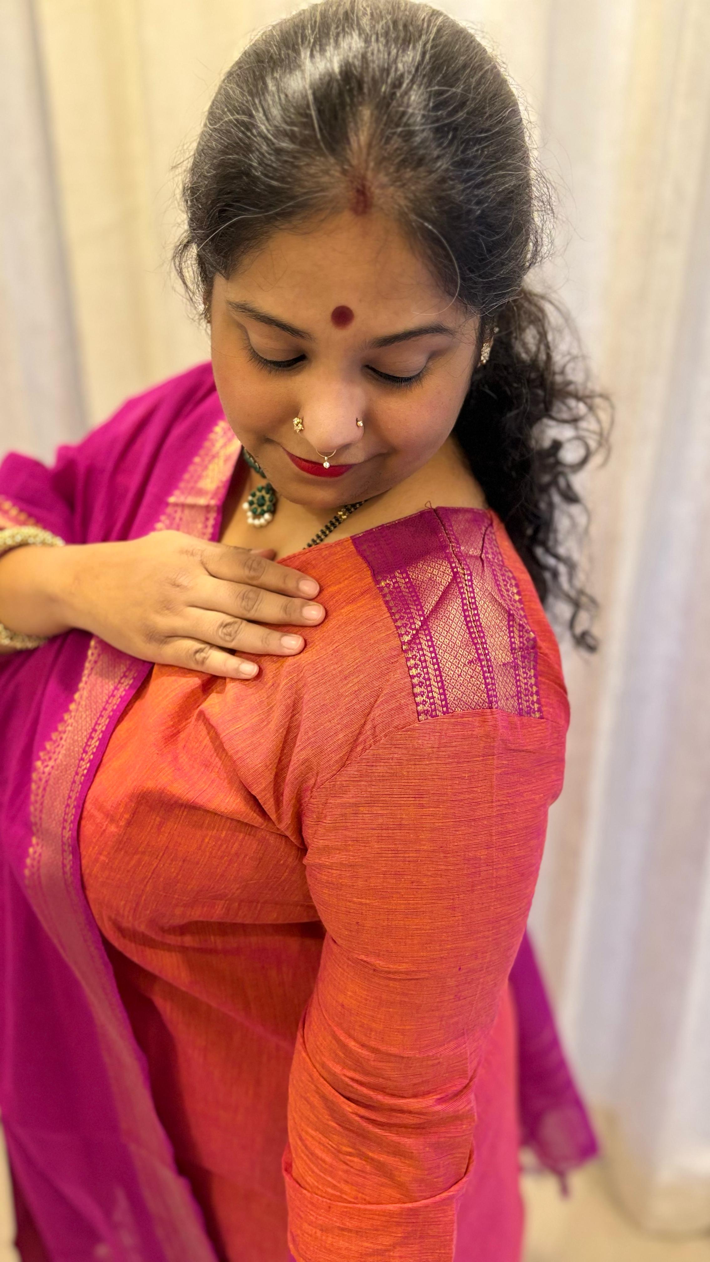 Maya - Kurti Set in Mangalagiri cotton in Rust Color