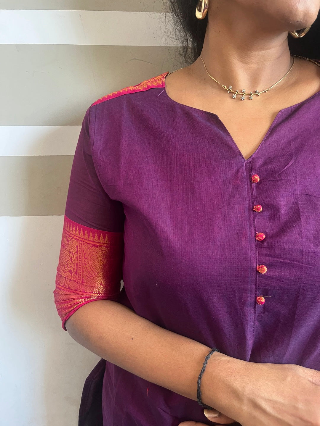 Geet - Kurti with dupatta in pure kanchi cotton in Purple color