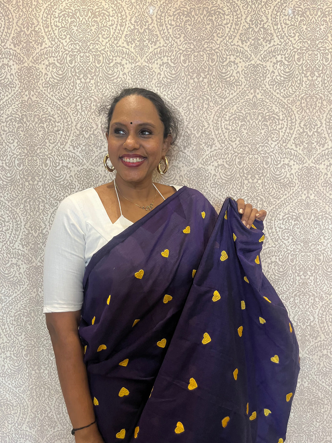 Aanchal - 1 minute Ready-to-wear saree in Blue heart in Khadi