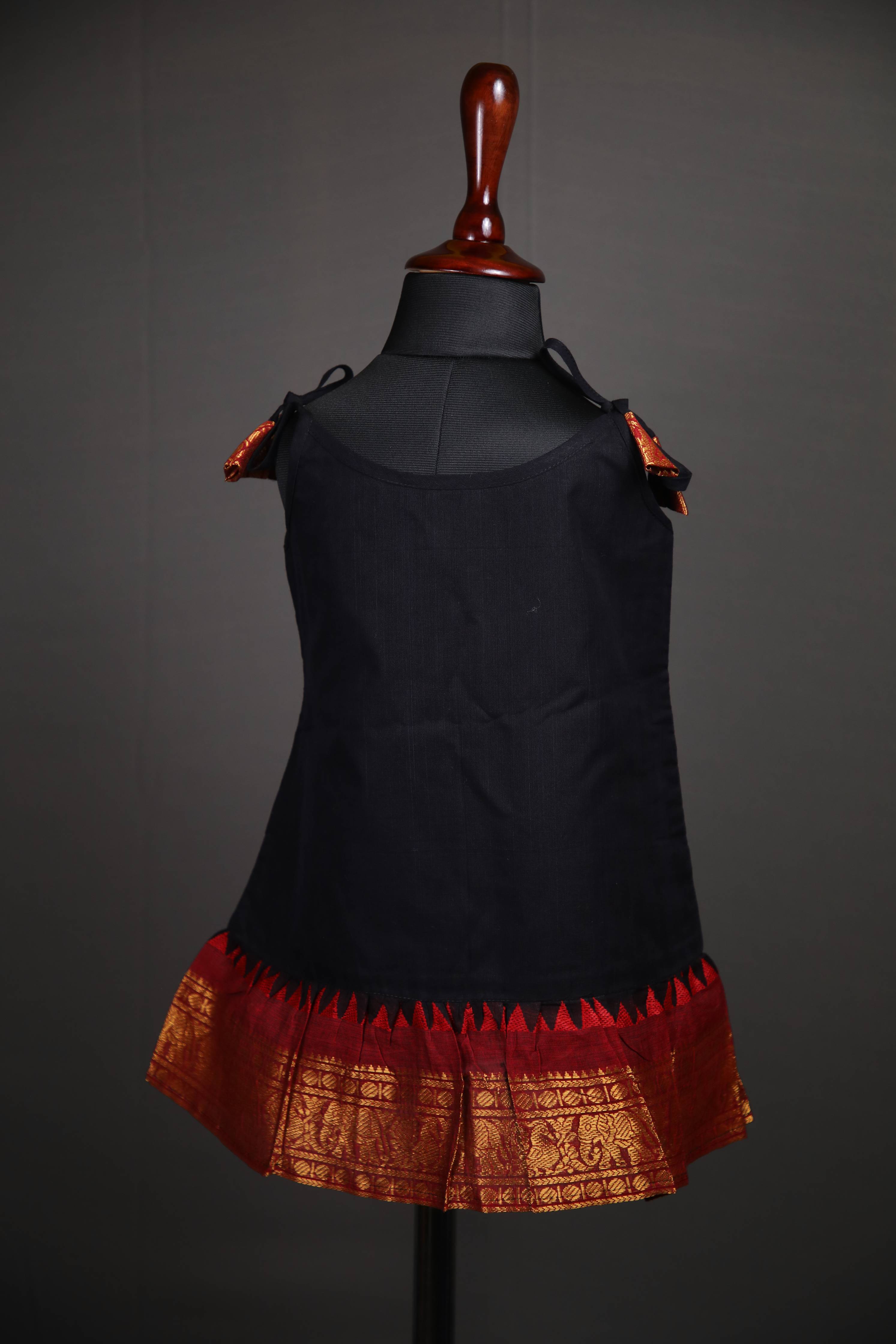 Swara - Tie up Dress in Kanchi Cotton in Black
