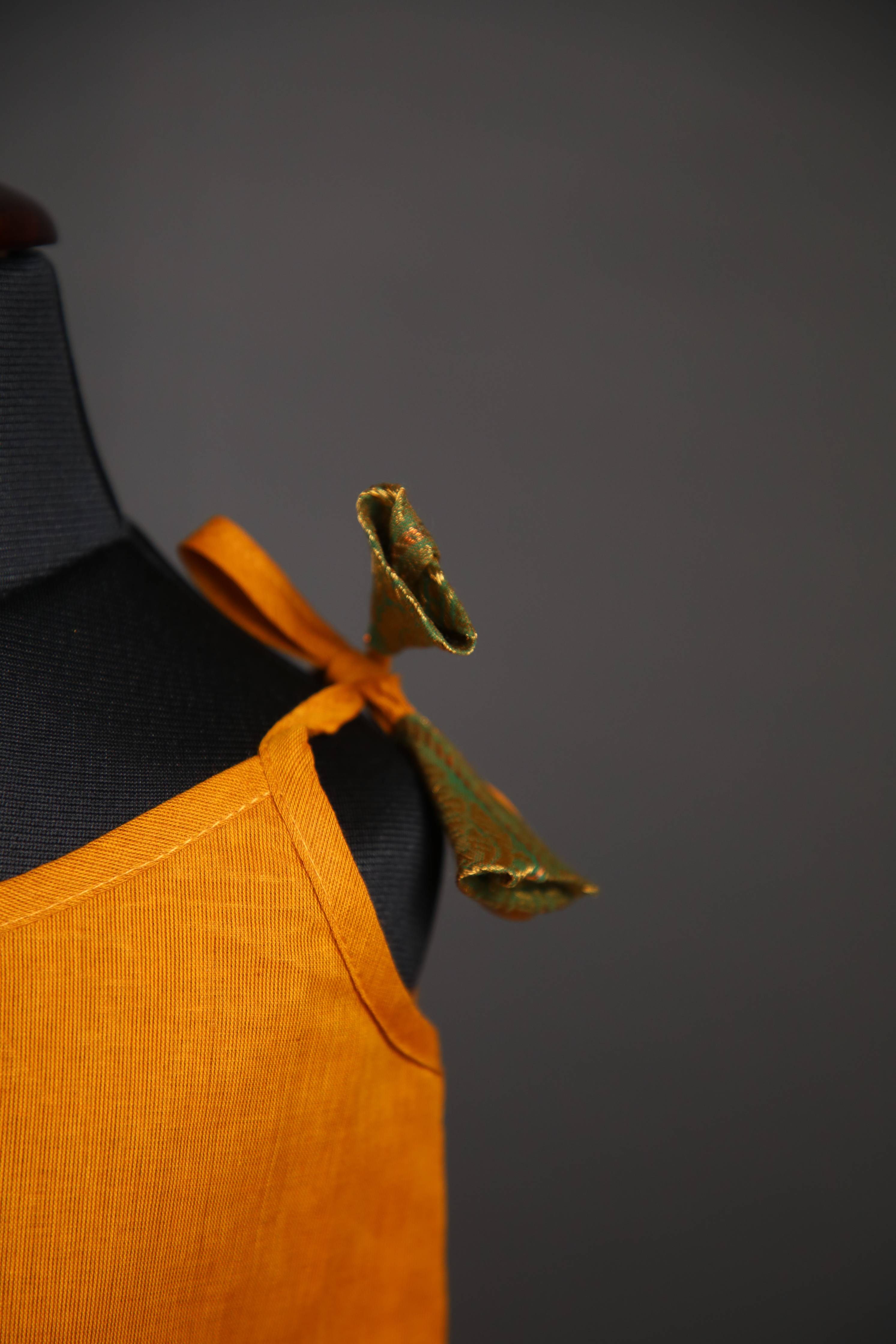 Swara - Tie up Dress in Kanchi Cotton in Mustard