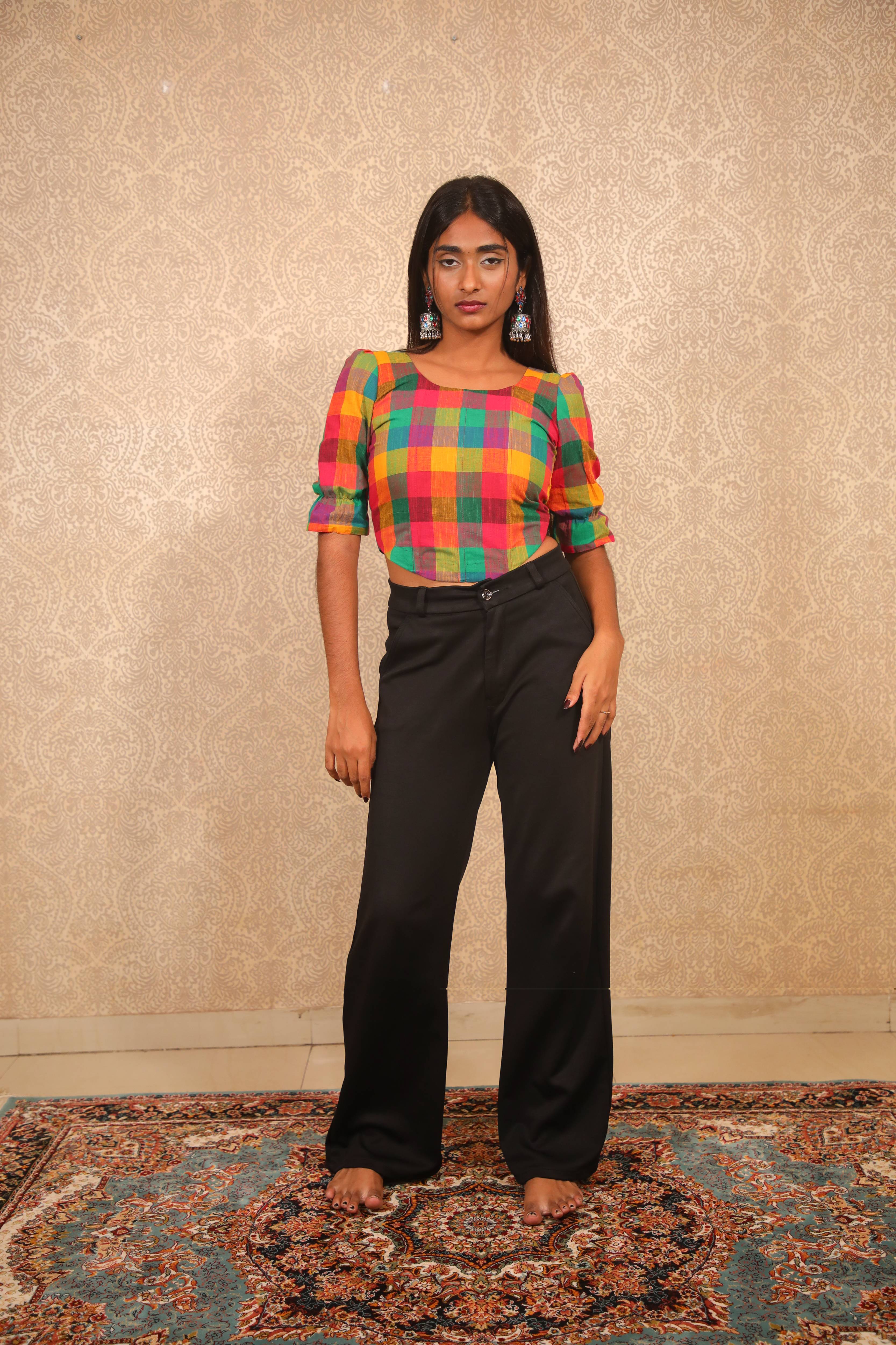 Shiuli- Corset Top in Mutlicolor Cotton Fabric