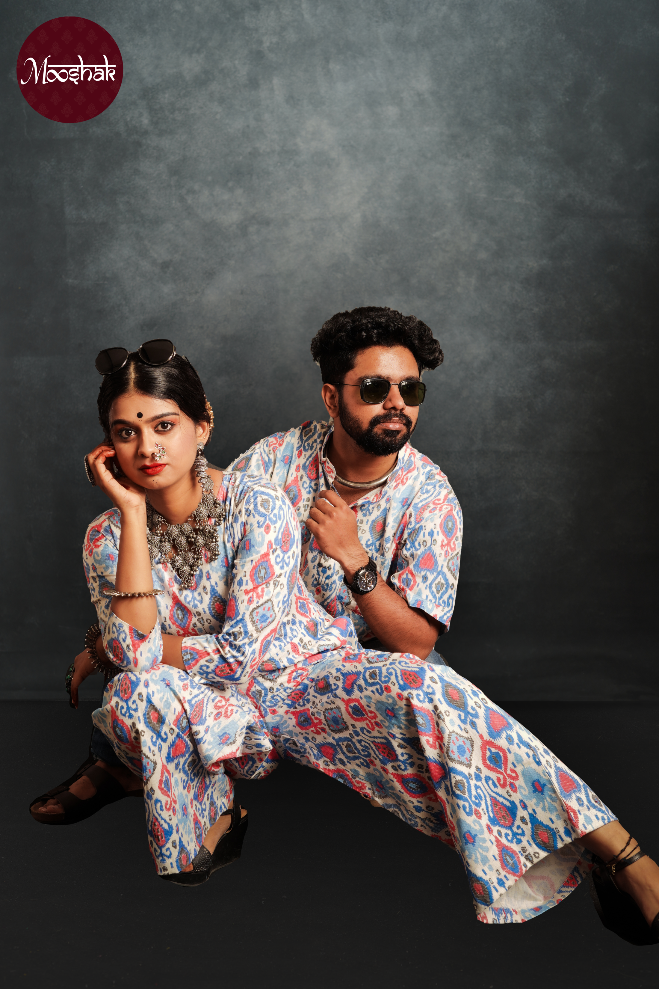Pioneer - Kurta in Blue-Pink Patola print
