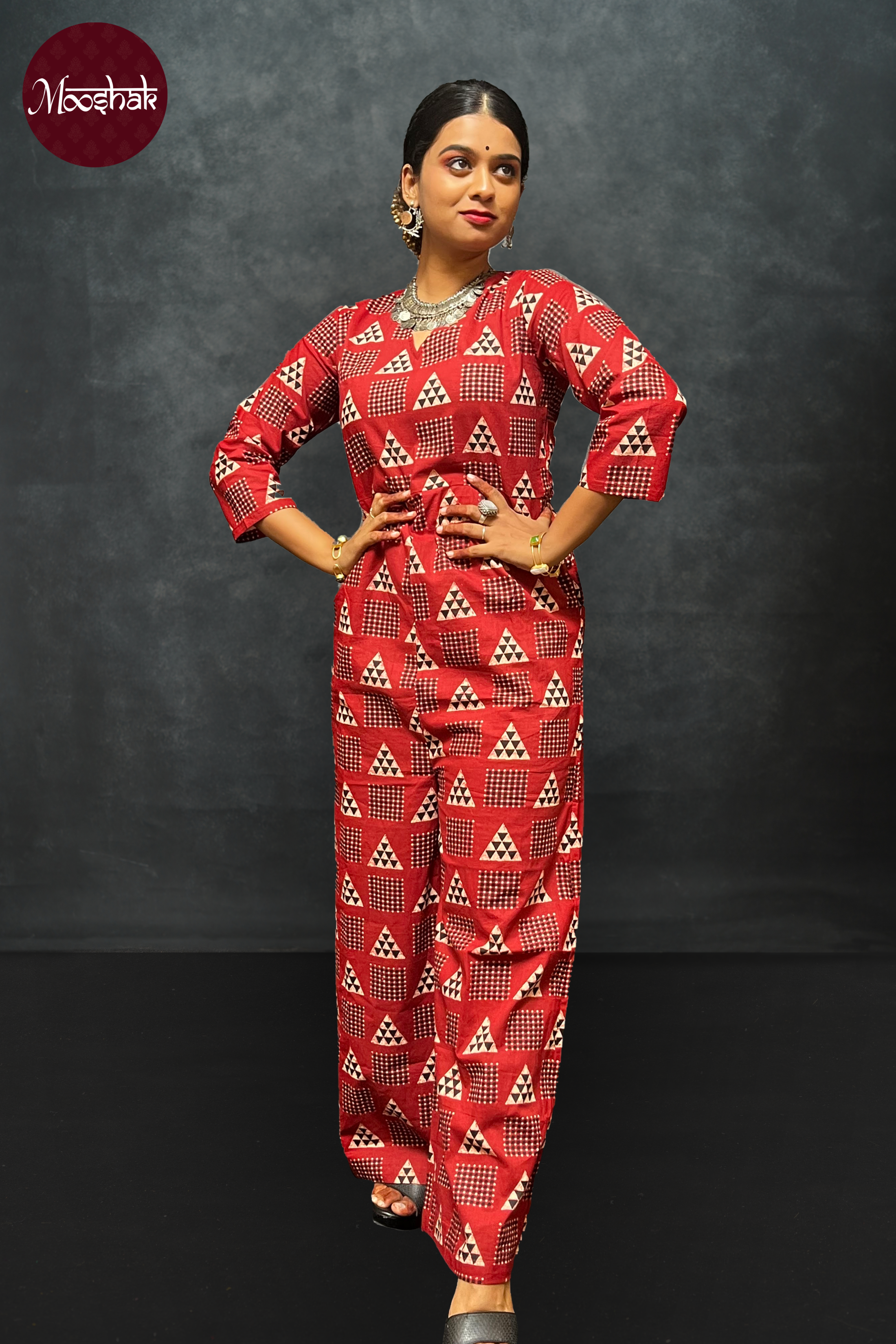 Anokhi - Jumpsuit in Red Ajrakh
