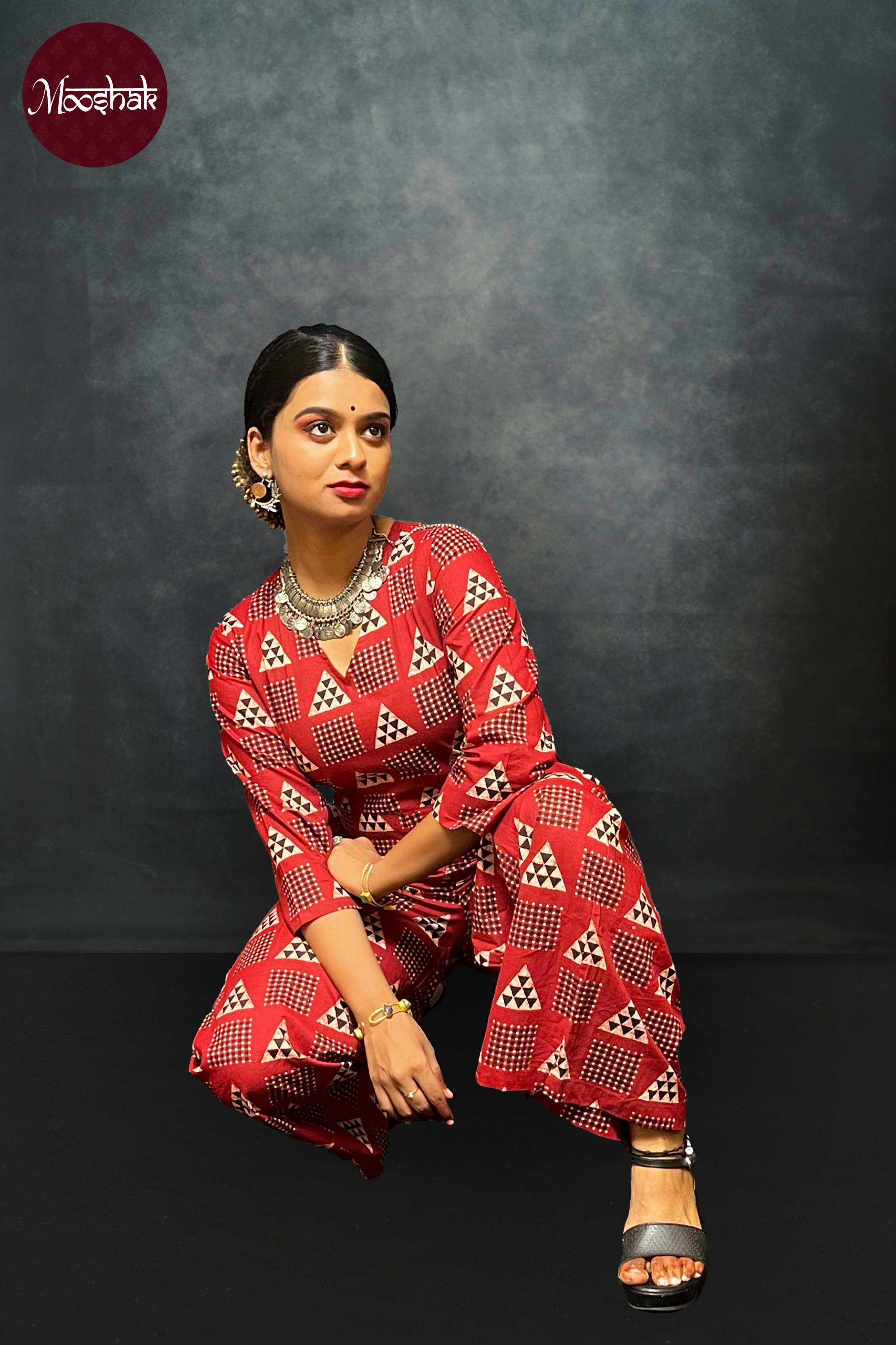 Anokhi - Jumpsuit in Red Ajrakh