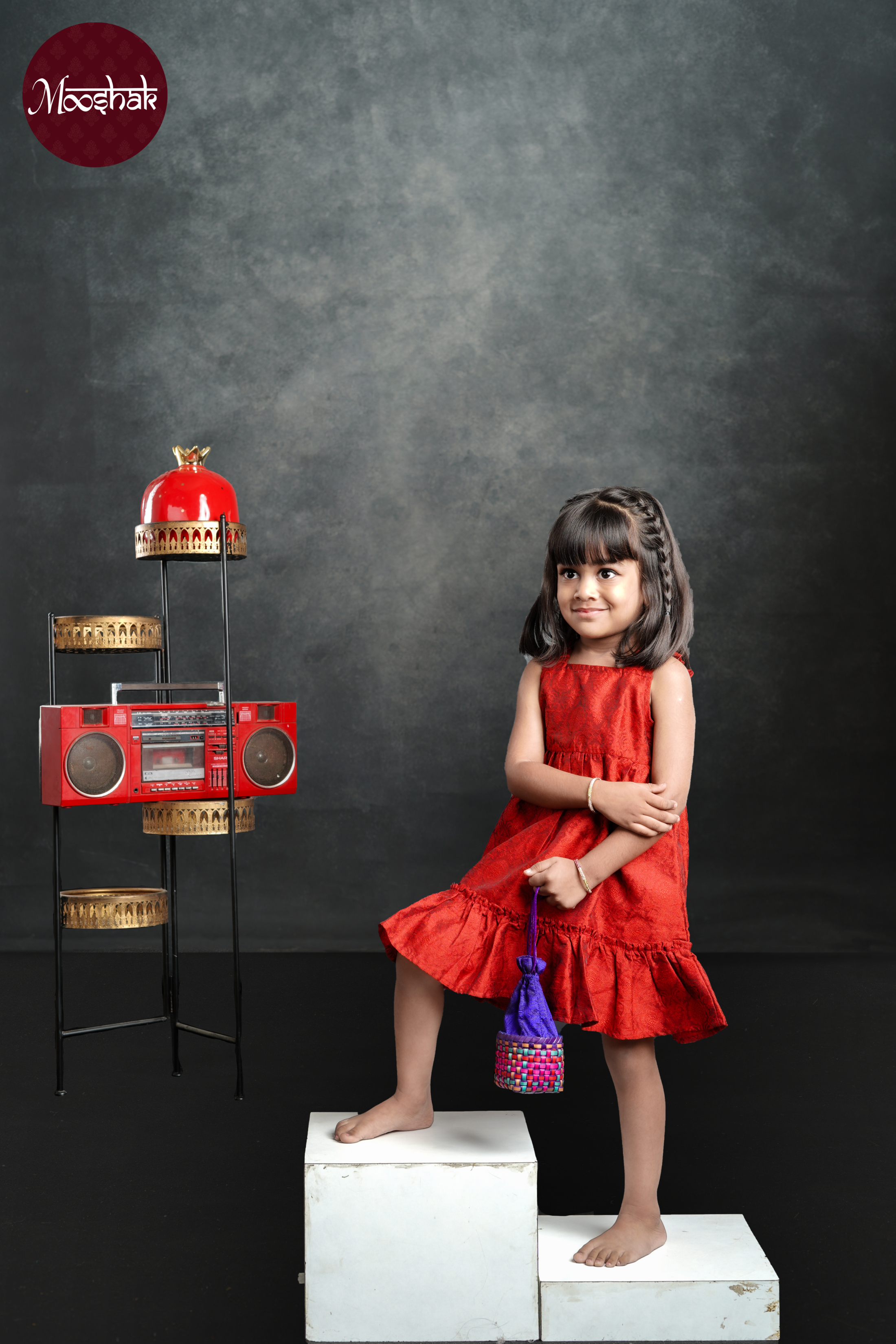 Boond - Frock in Red brocade with self motif