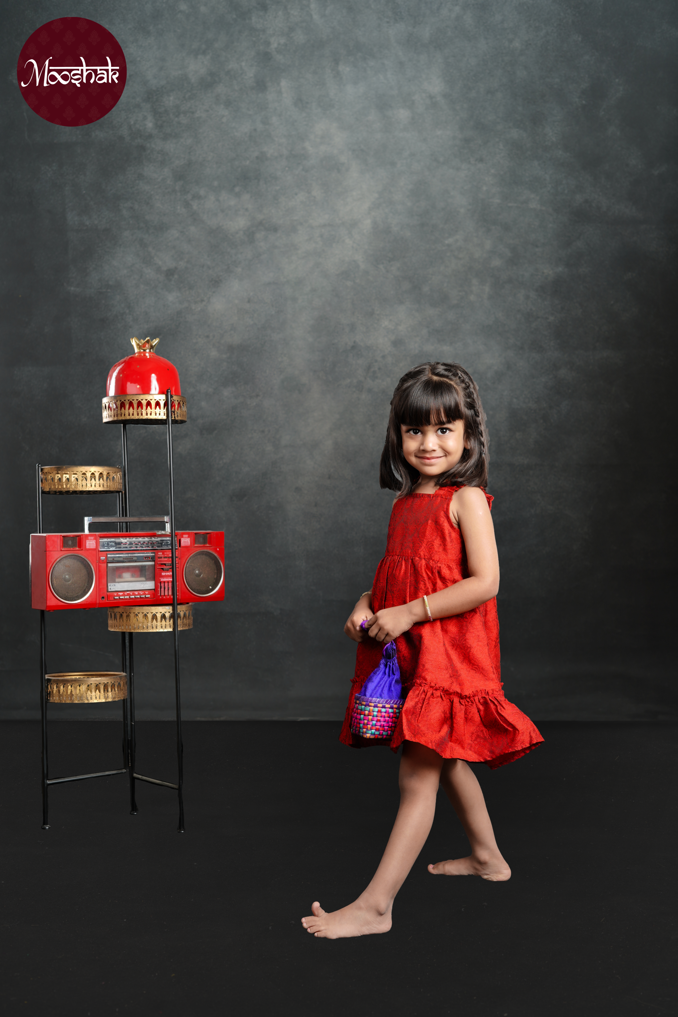 Boond - Frock in Red brocade with self motif