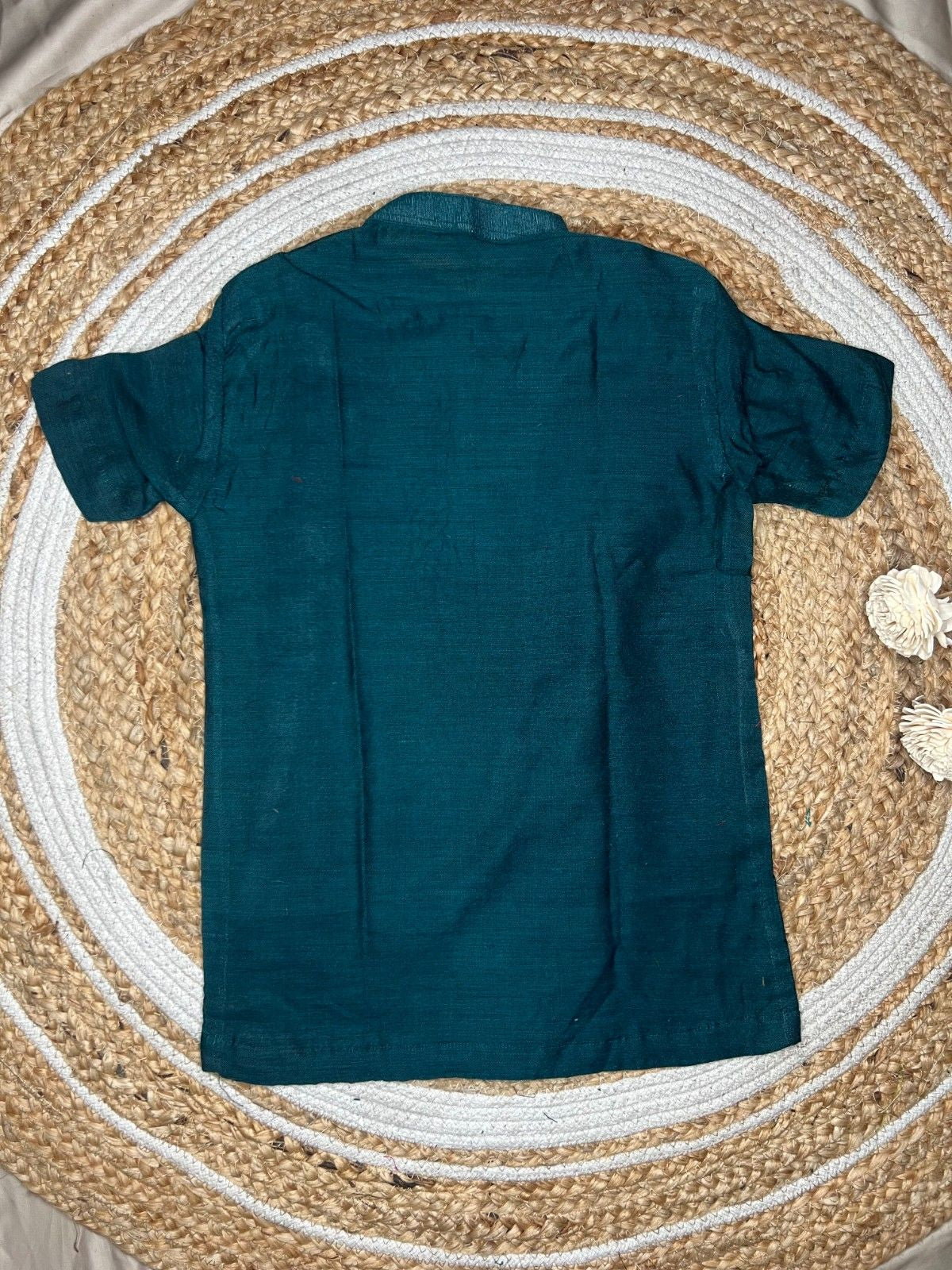 Prithvi - Classic Short Kurta in Teal khadi fabric