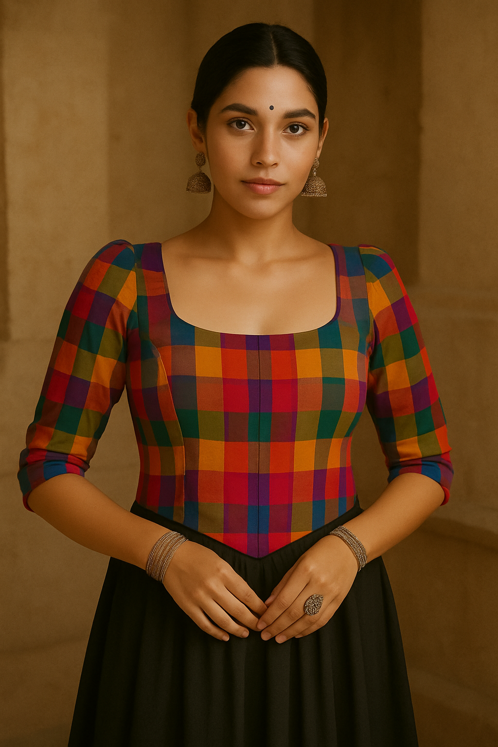 Shiuli- Corset Top in Mutlicolor Cotton Fabric