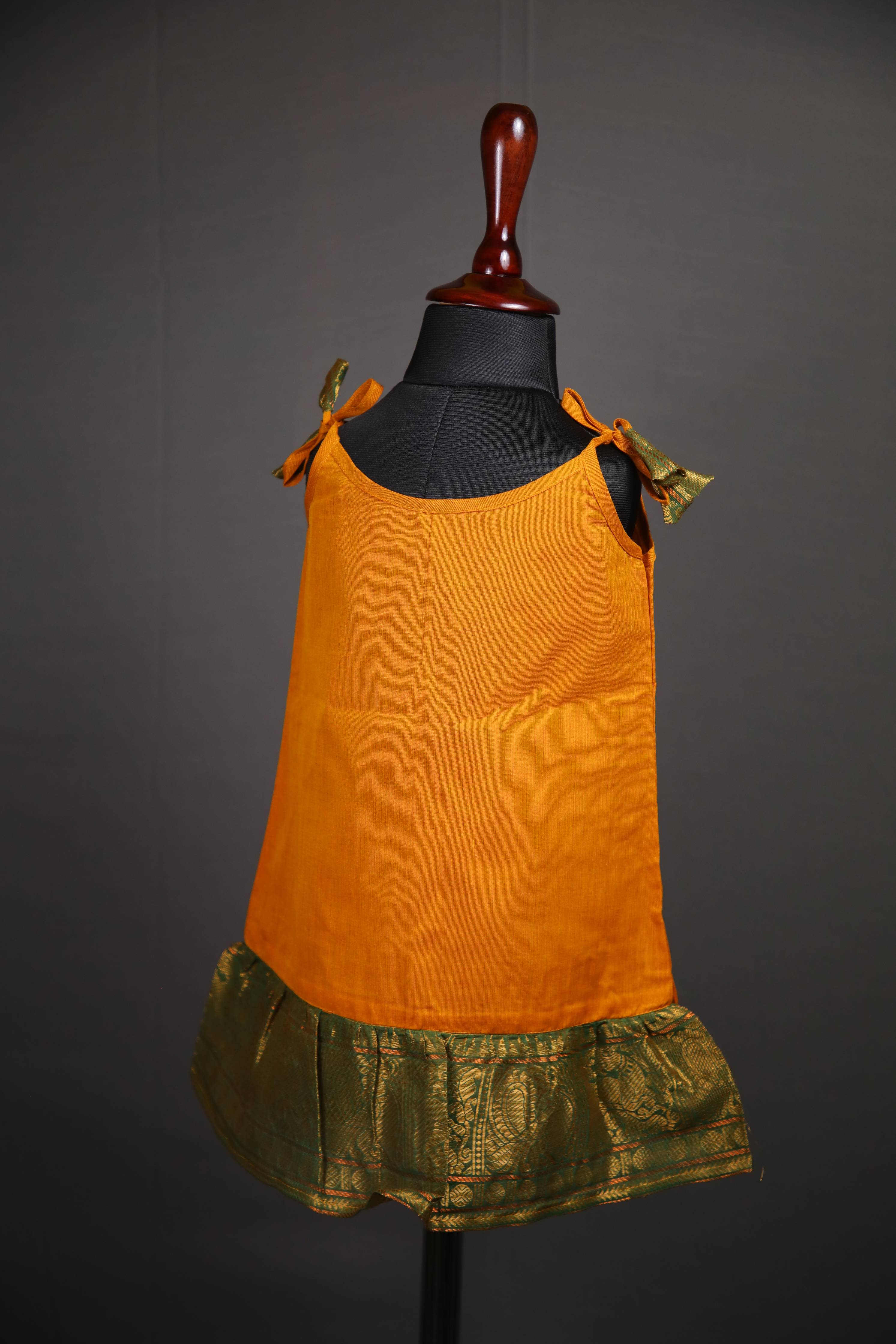 Swara - Tie up Dress in Kanchi Cotton in Mustard