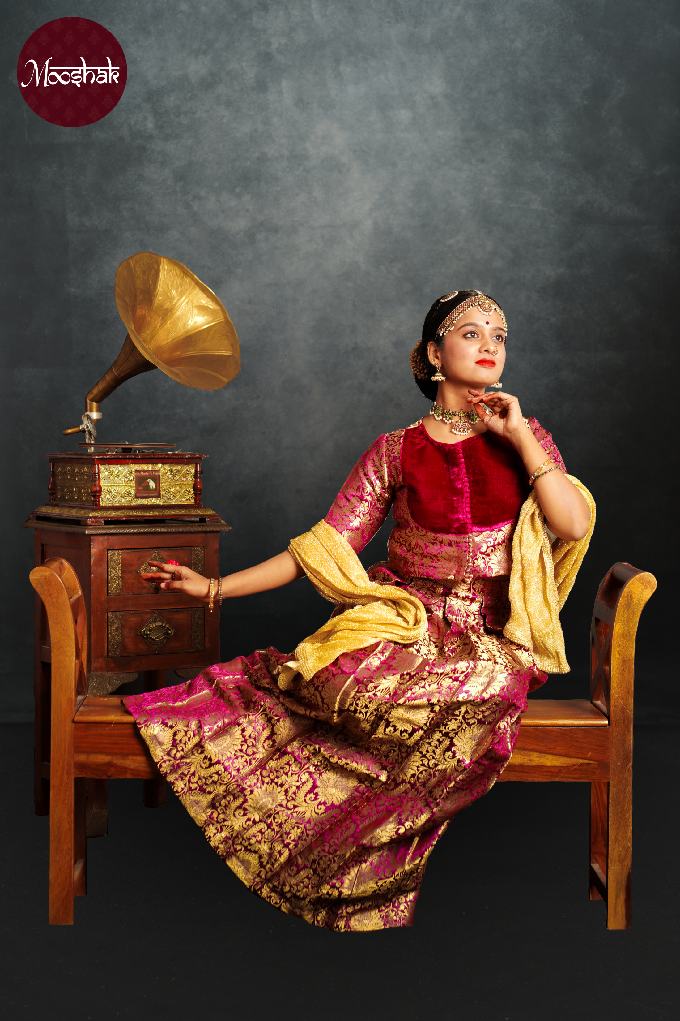Jashn - Skirt and Top in Purple with gold zari work