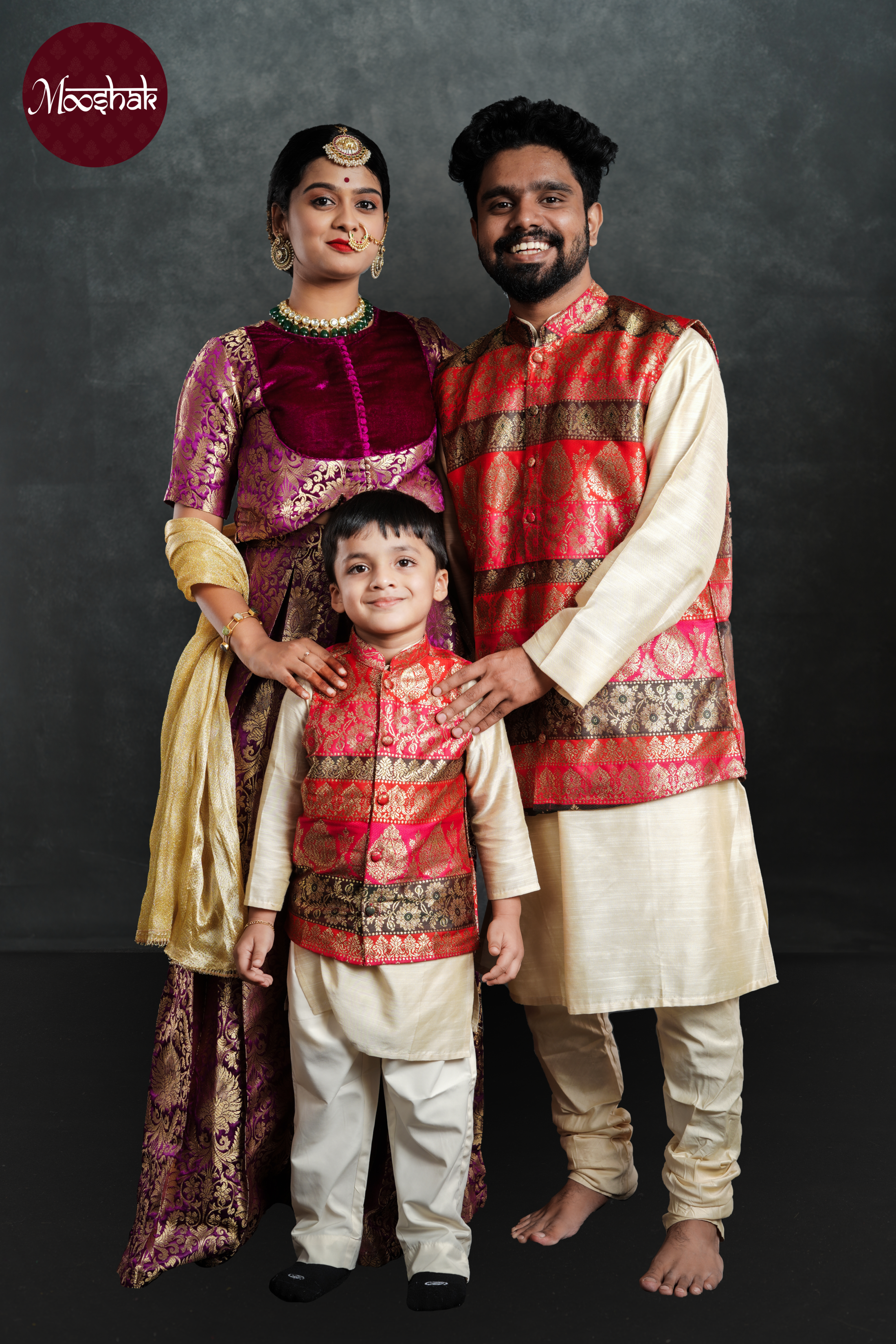 Jashn - Skirt and Top in Purple with gold zari work