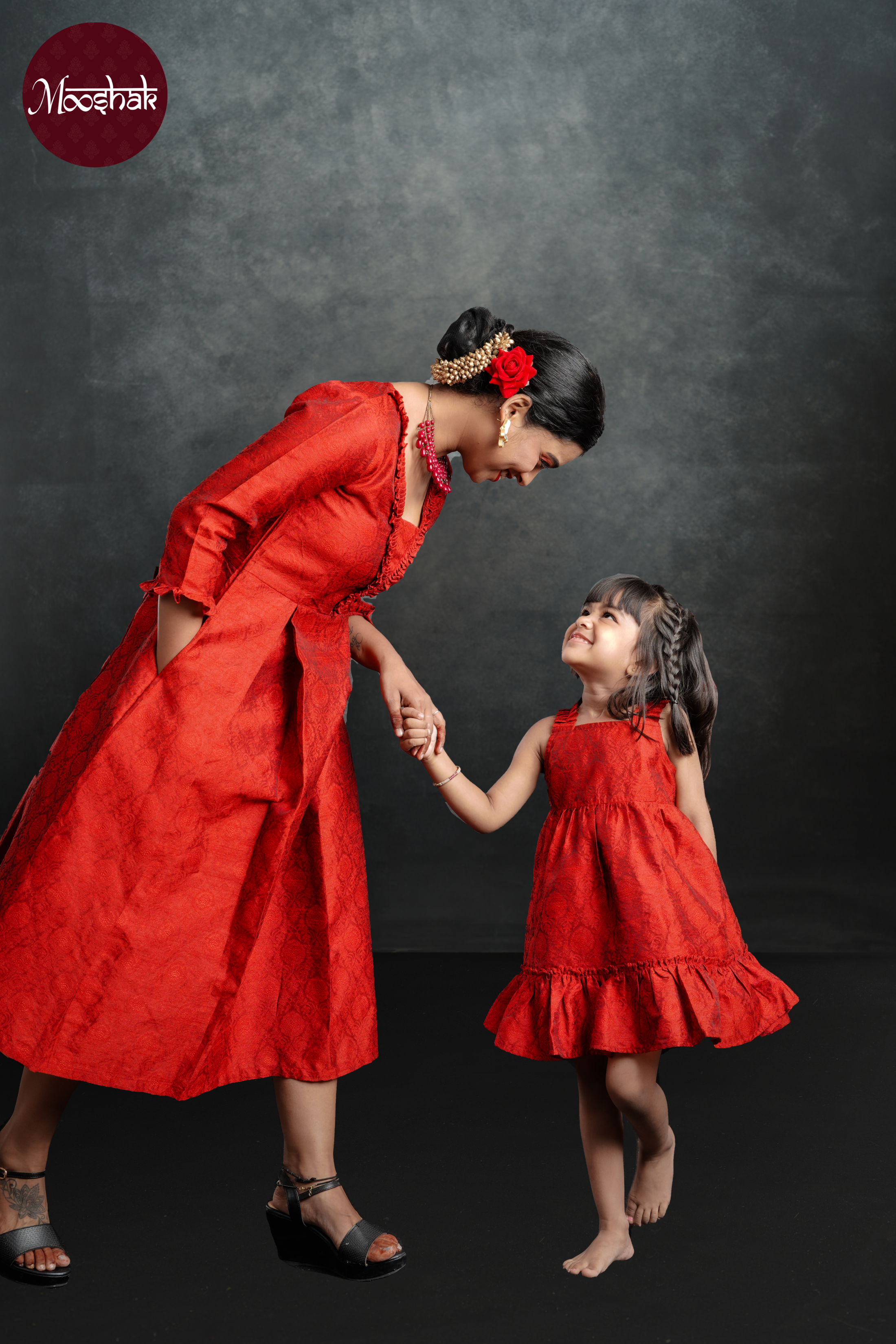 Boond - Frock in Red brocade with self motif