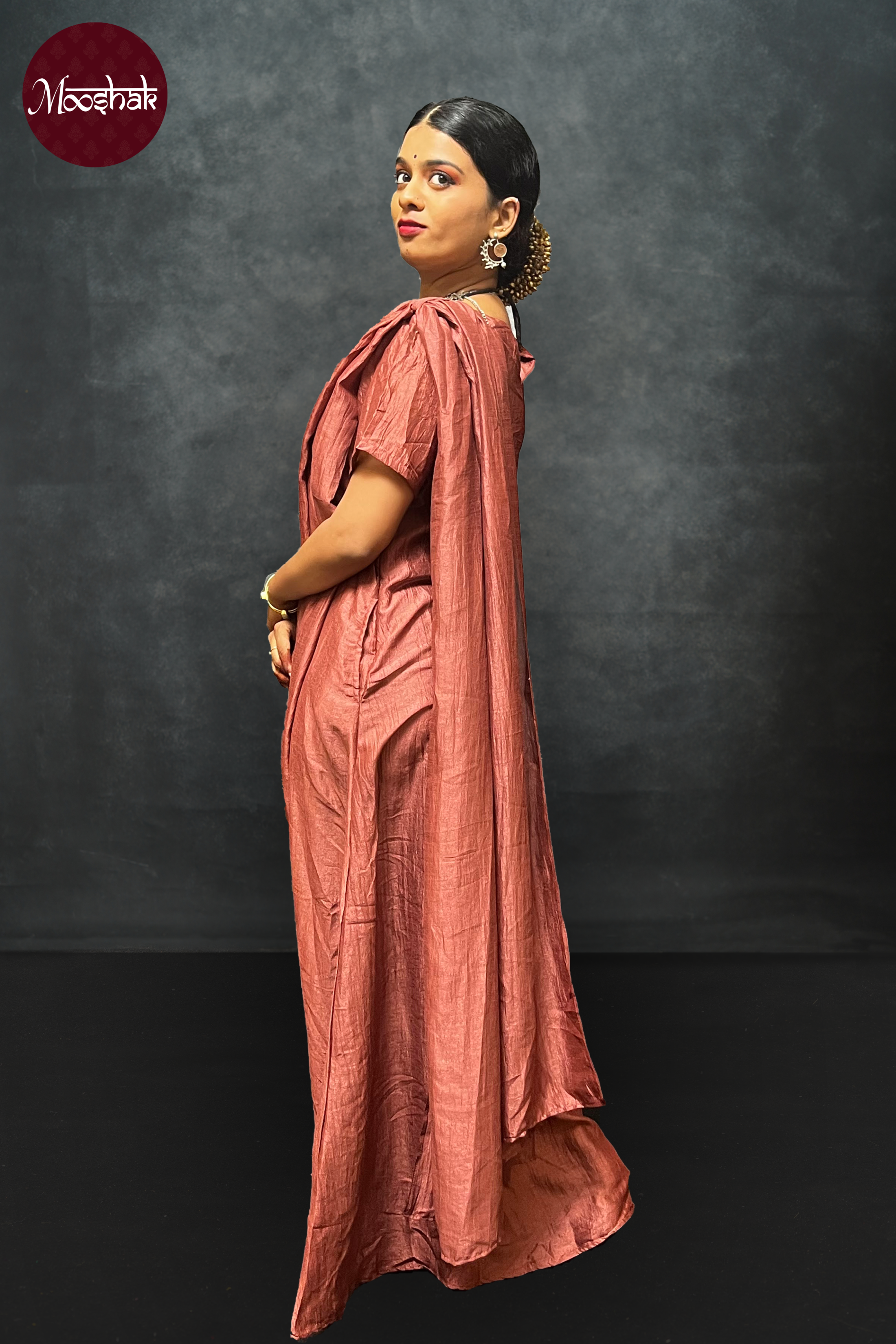 Mangai- Drape - Saree in Onion Pink Georgette