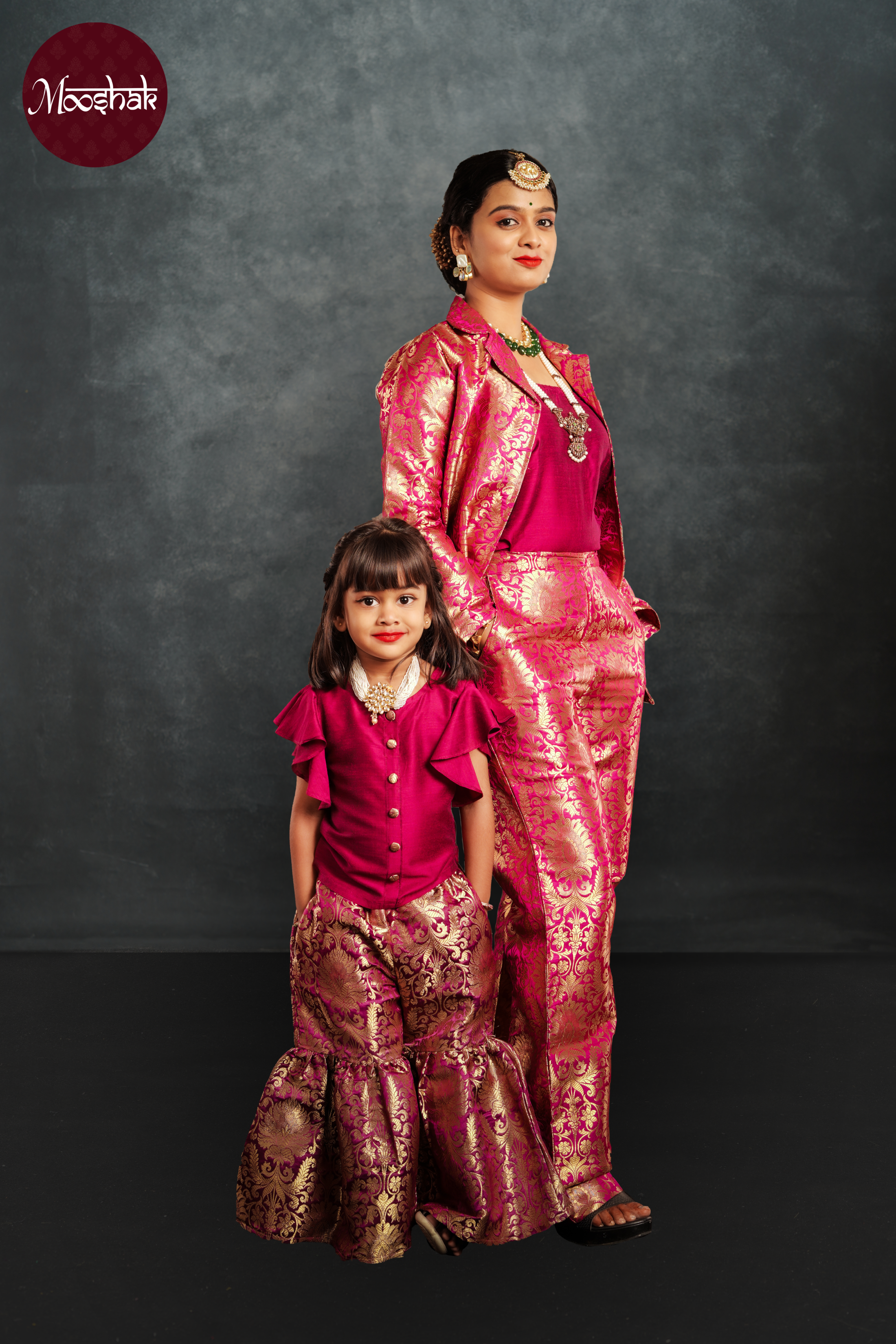 Maya - Blazer Set in Purple with gold zari work