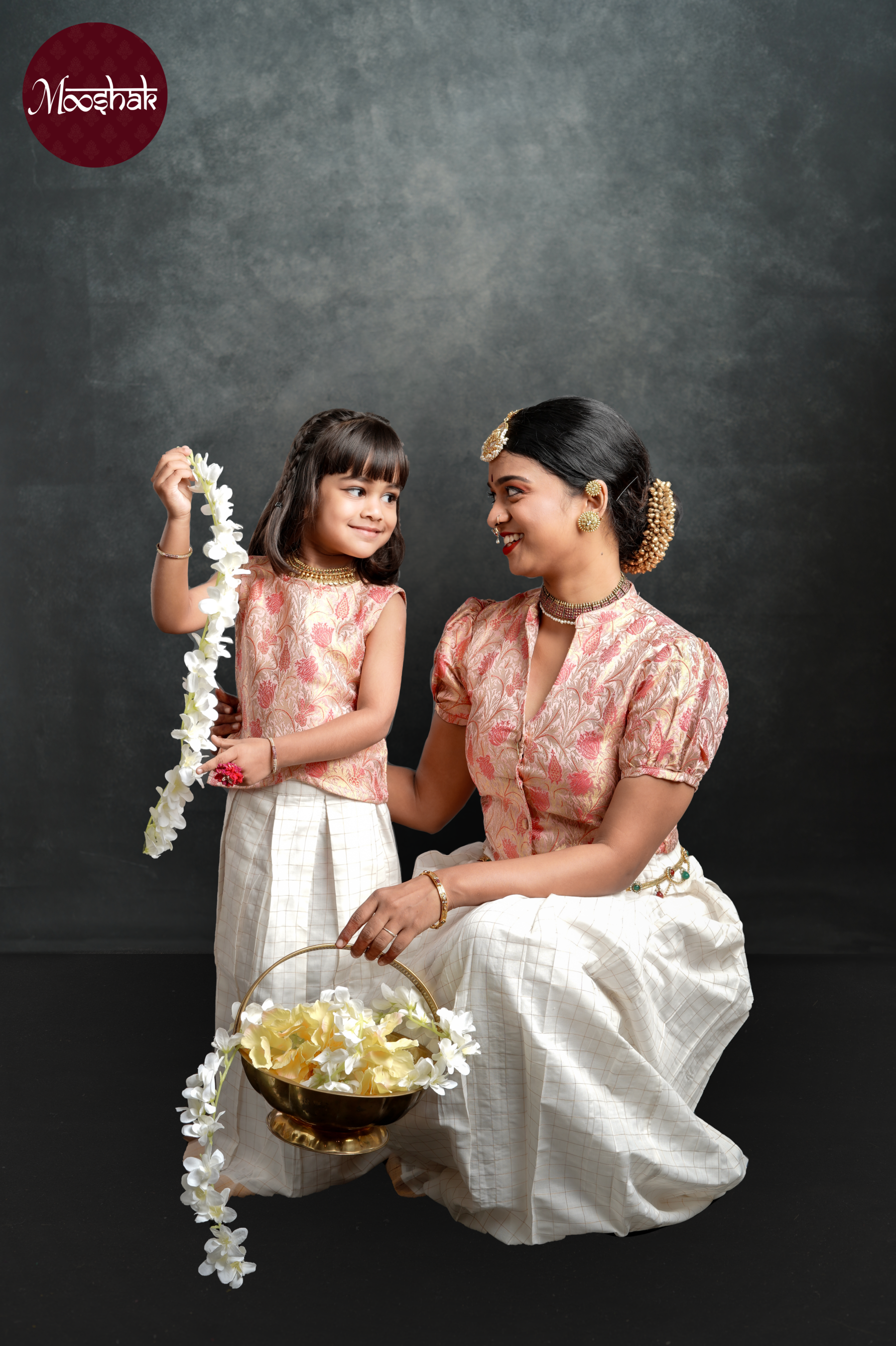 Noorie - Skirt and Top in Pastel Pink with gold zari work