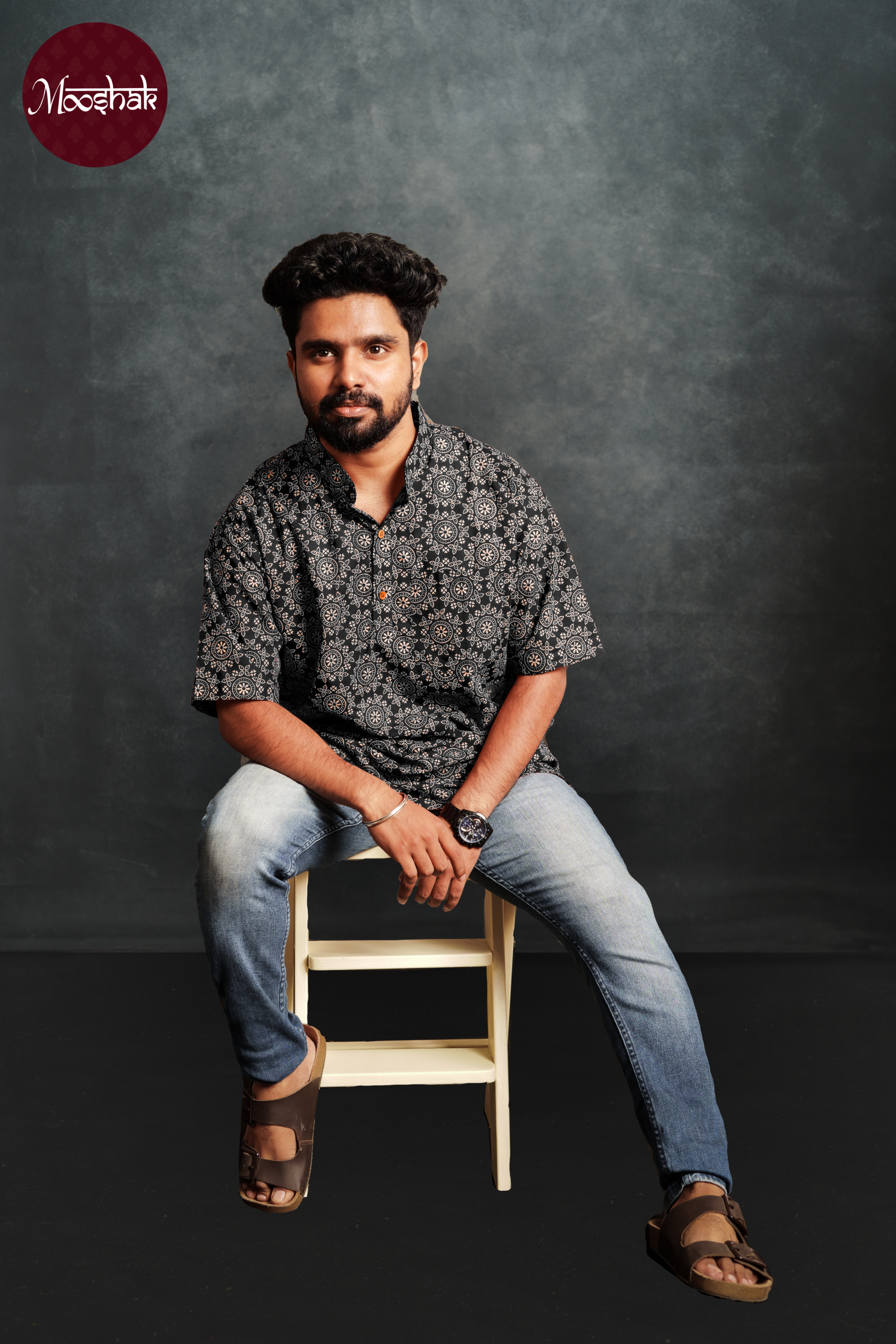 Pioneer - Kurta in Black Ajrakh with circle motif
