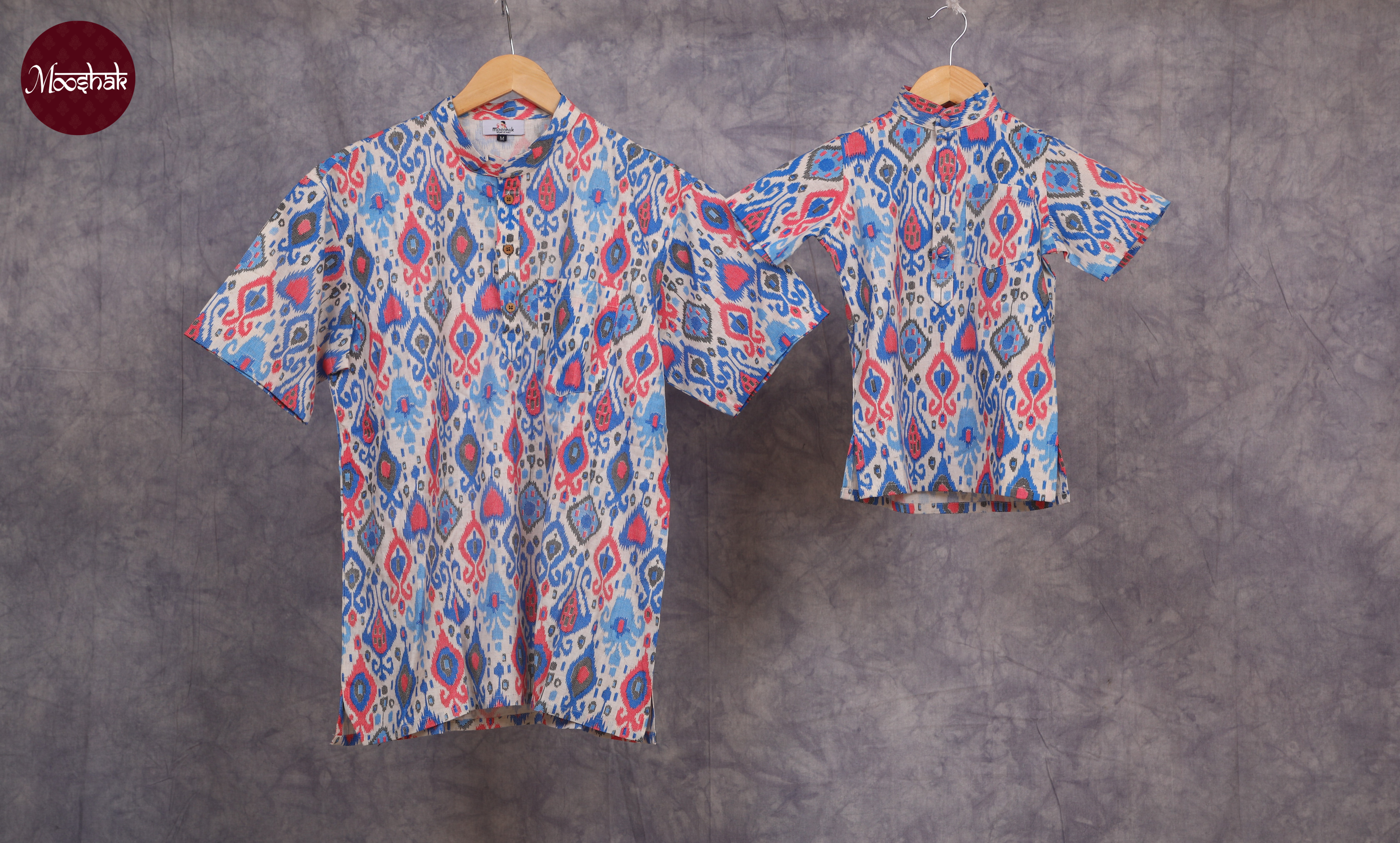 Pioneer - Kurta in Blue-Pink Patola print