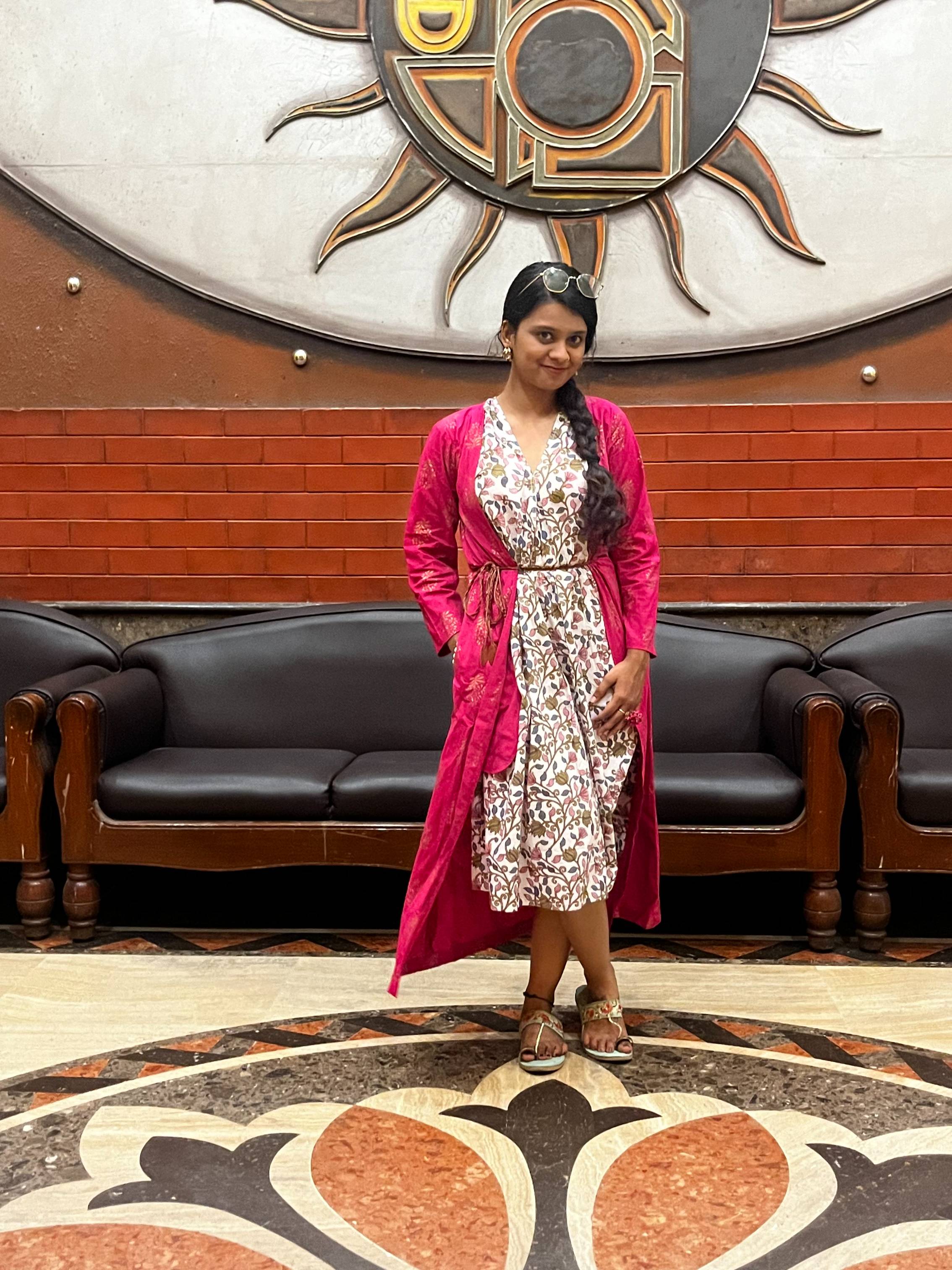 Ragini - Dresses in Pink with gold foil print and White floral prints