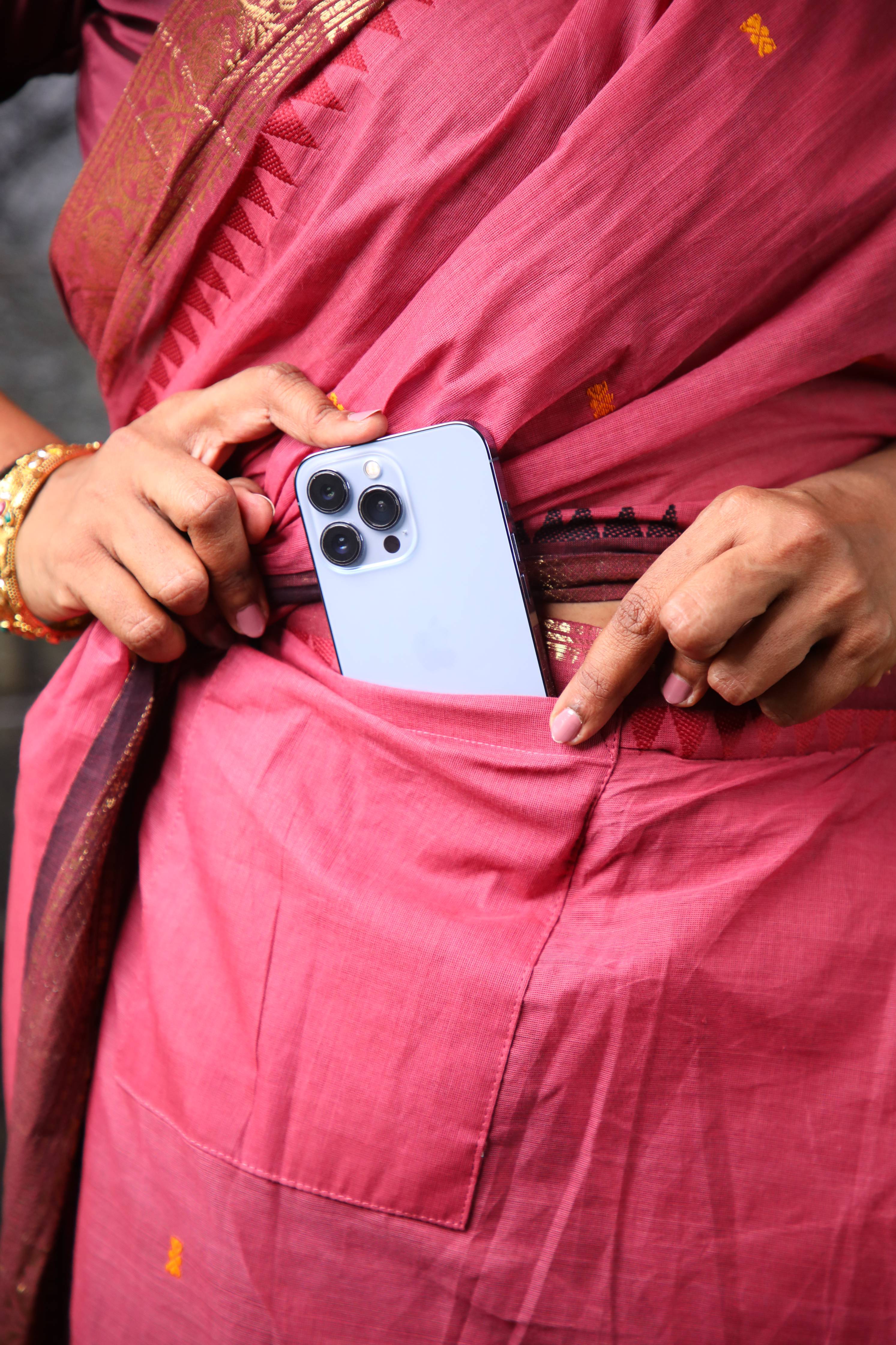 Varnam - 1 minute Ready-to-wear saree in Onion Pink color in Kanchi Cotton