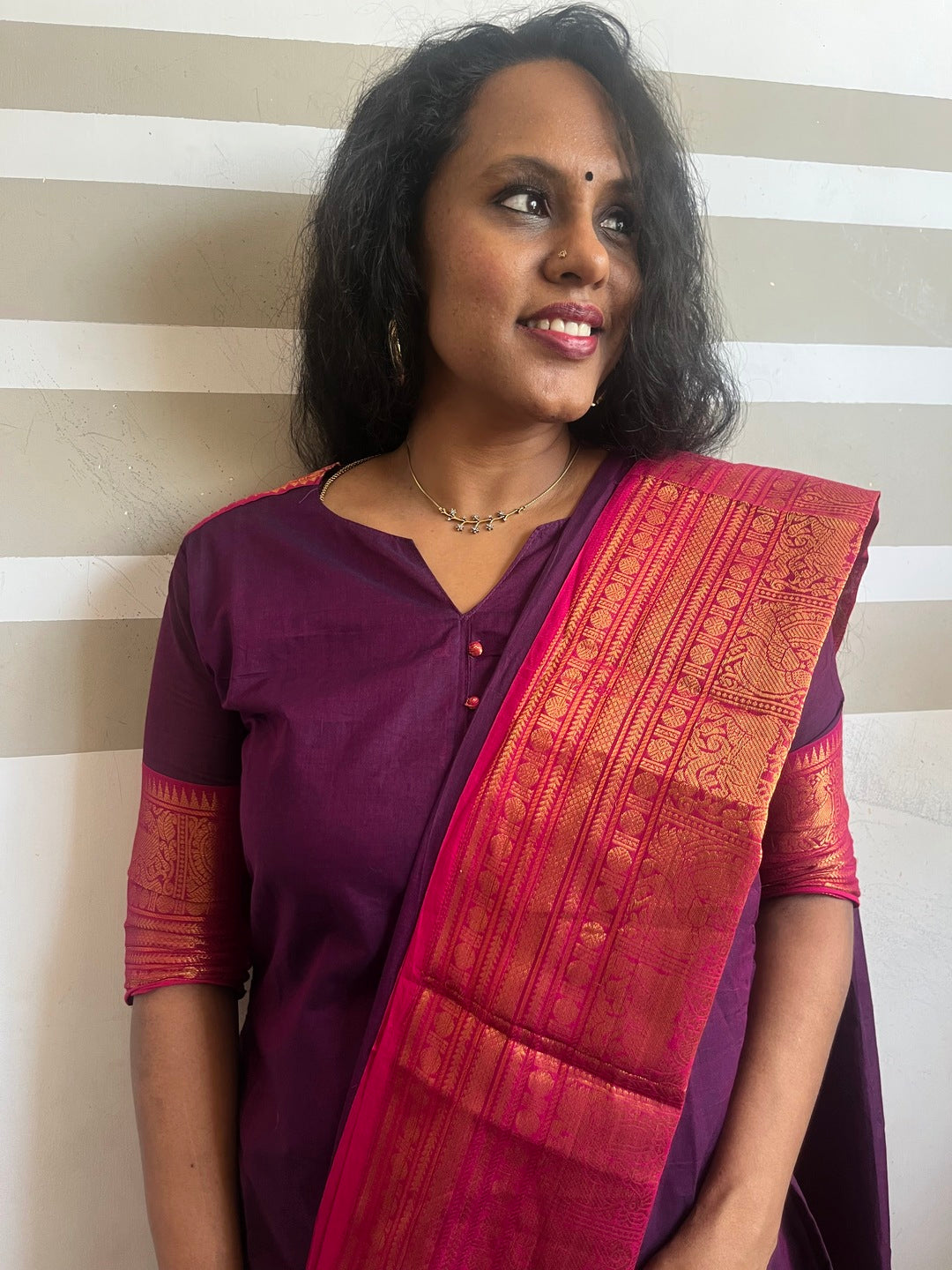 Geet - Kurti with dupatta in pure kanchi cotton in Purple color