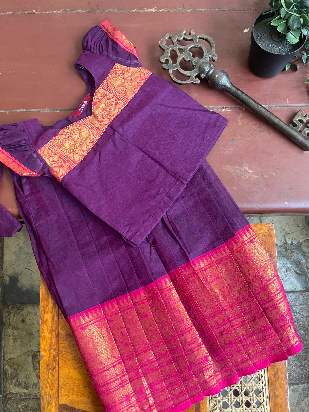 Siya - Pavada sattai in kanchi cotton in Purple color