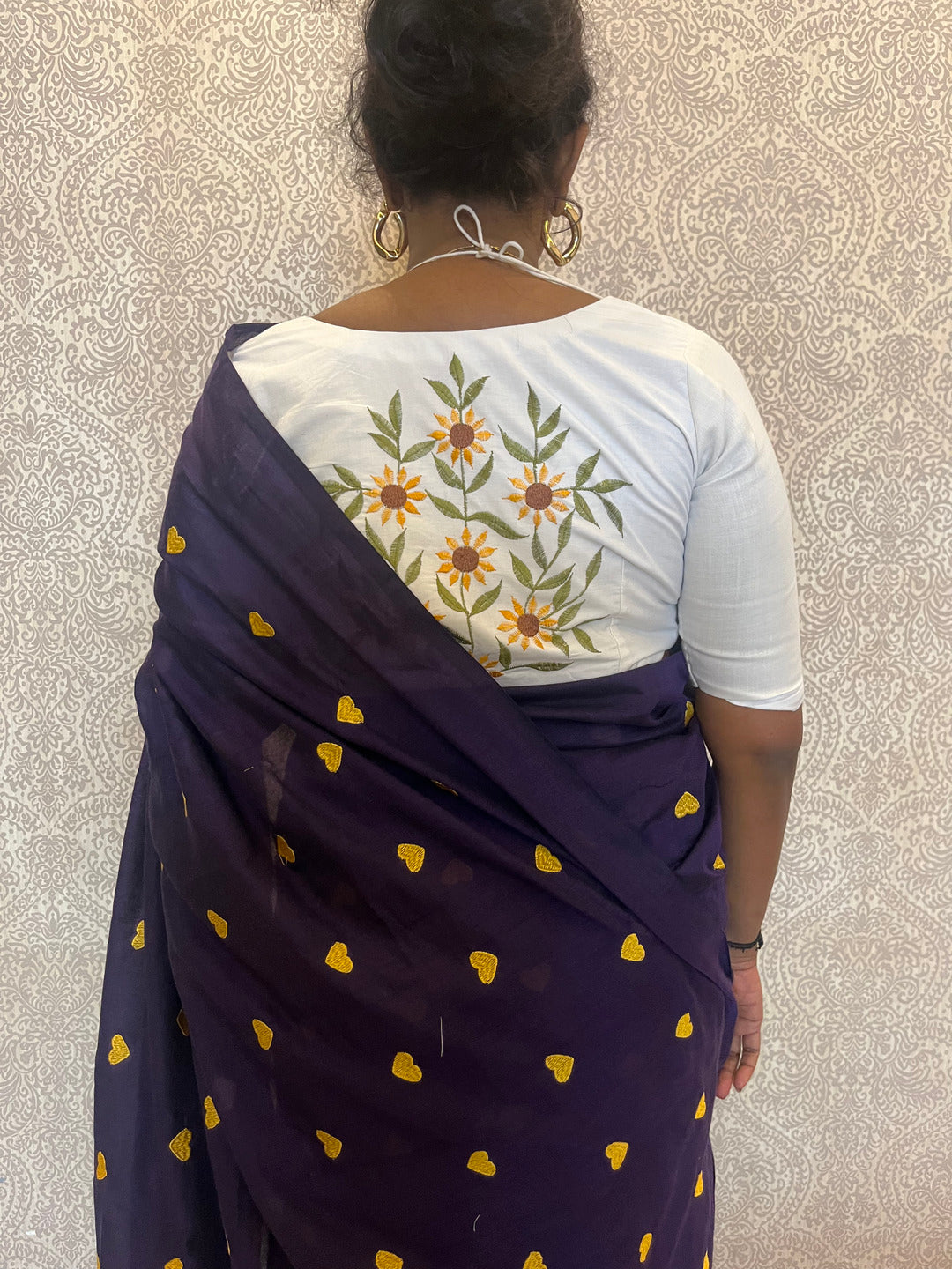 Aanchal - 1 minute Ready-to-wear saree in Blue heart in Khadi