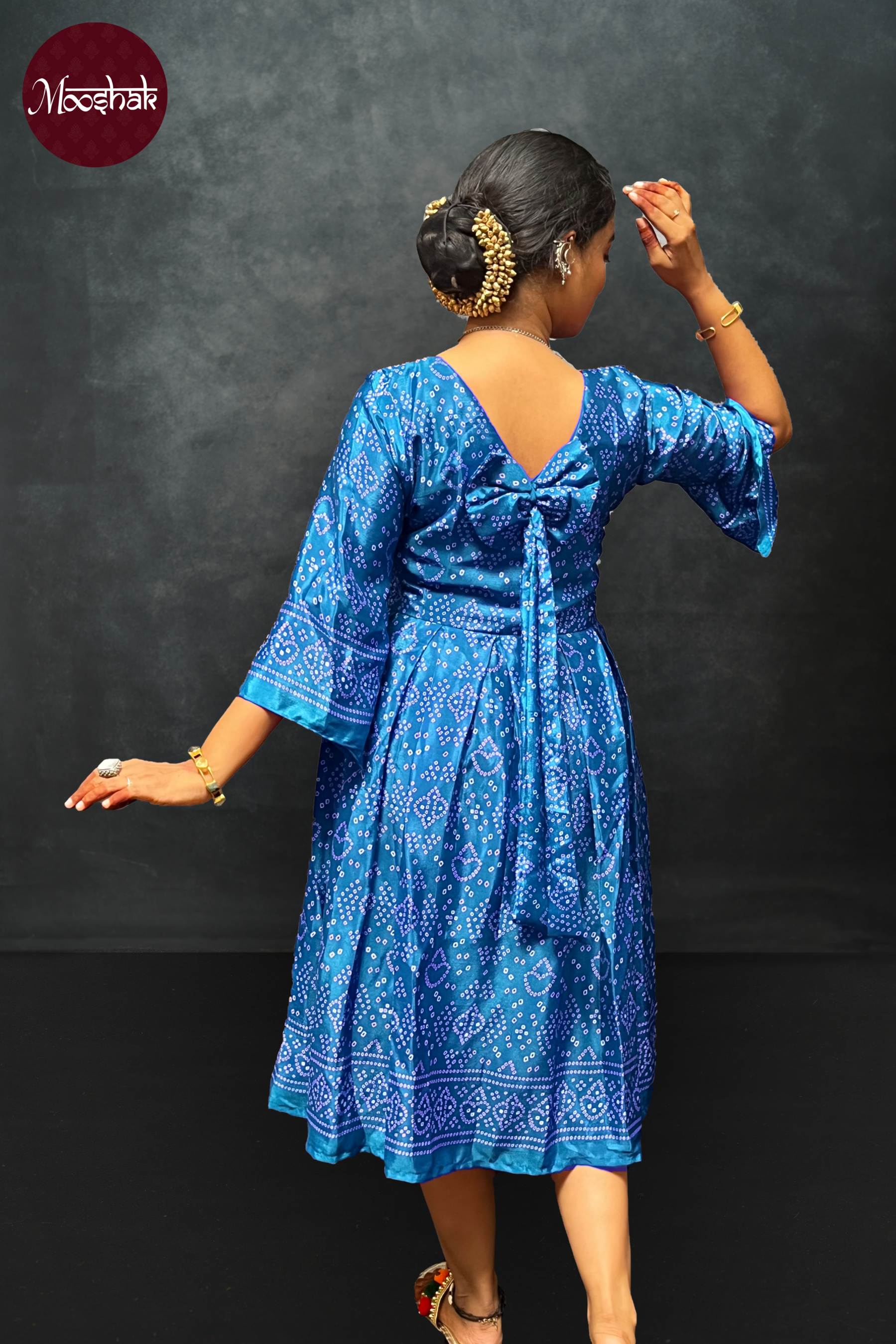 Ambika - Frock-Dress in Blue Bandhani