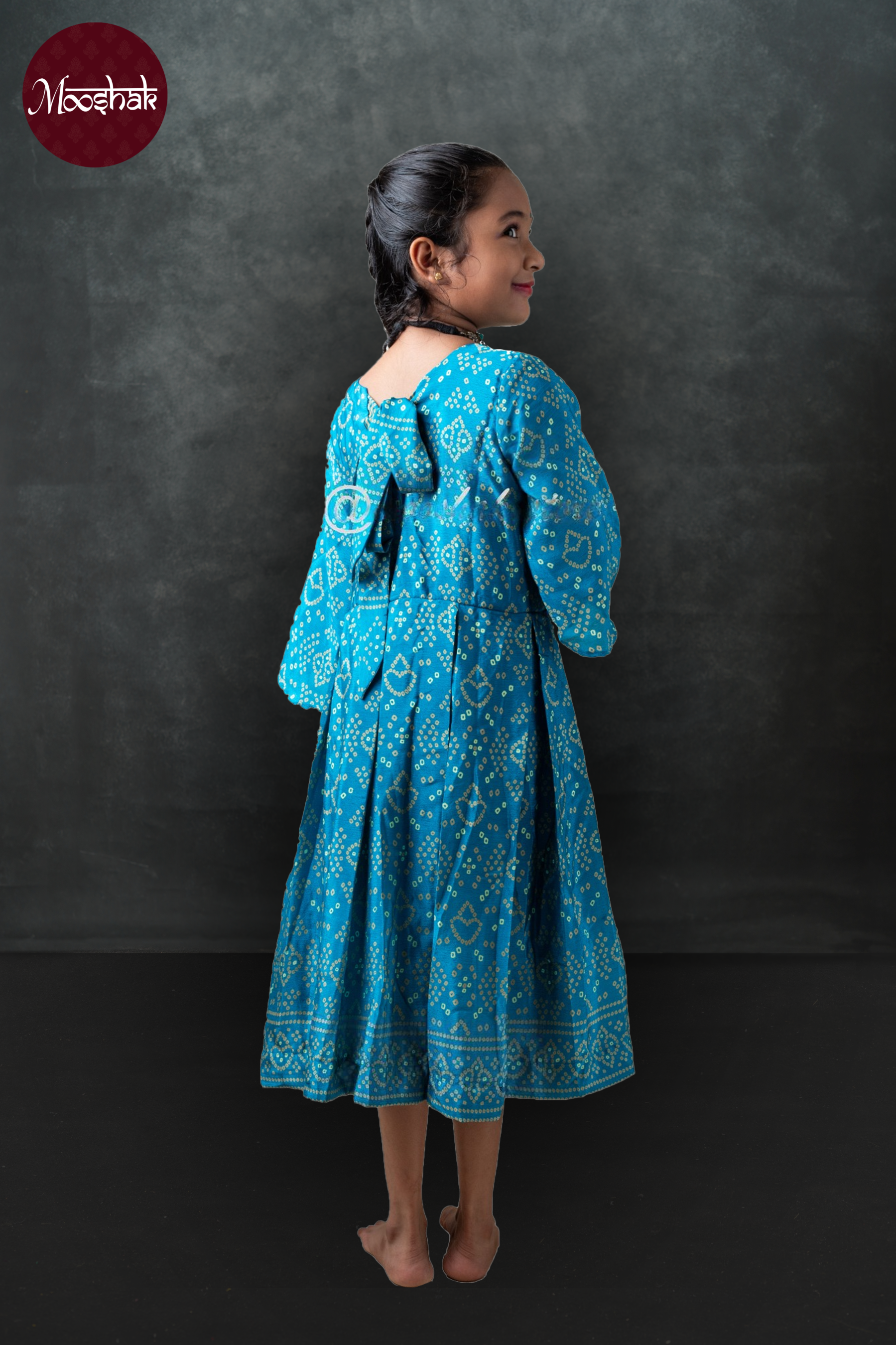 Ambika - Frock-Dress in Blue Bandhani