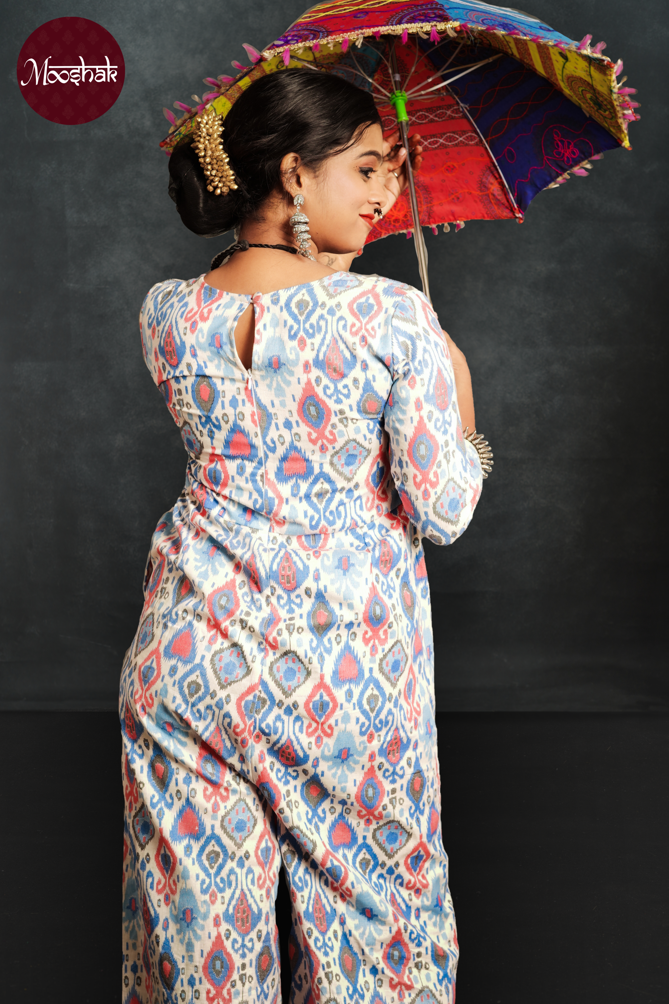 Anokhi - Jumpsuit in Blue-pink Patola print