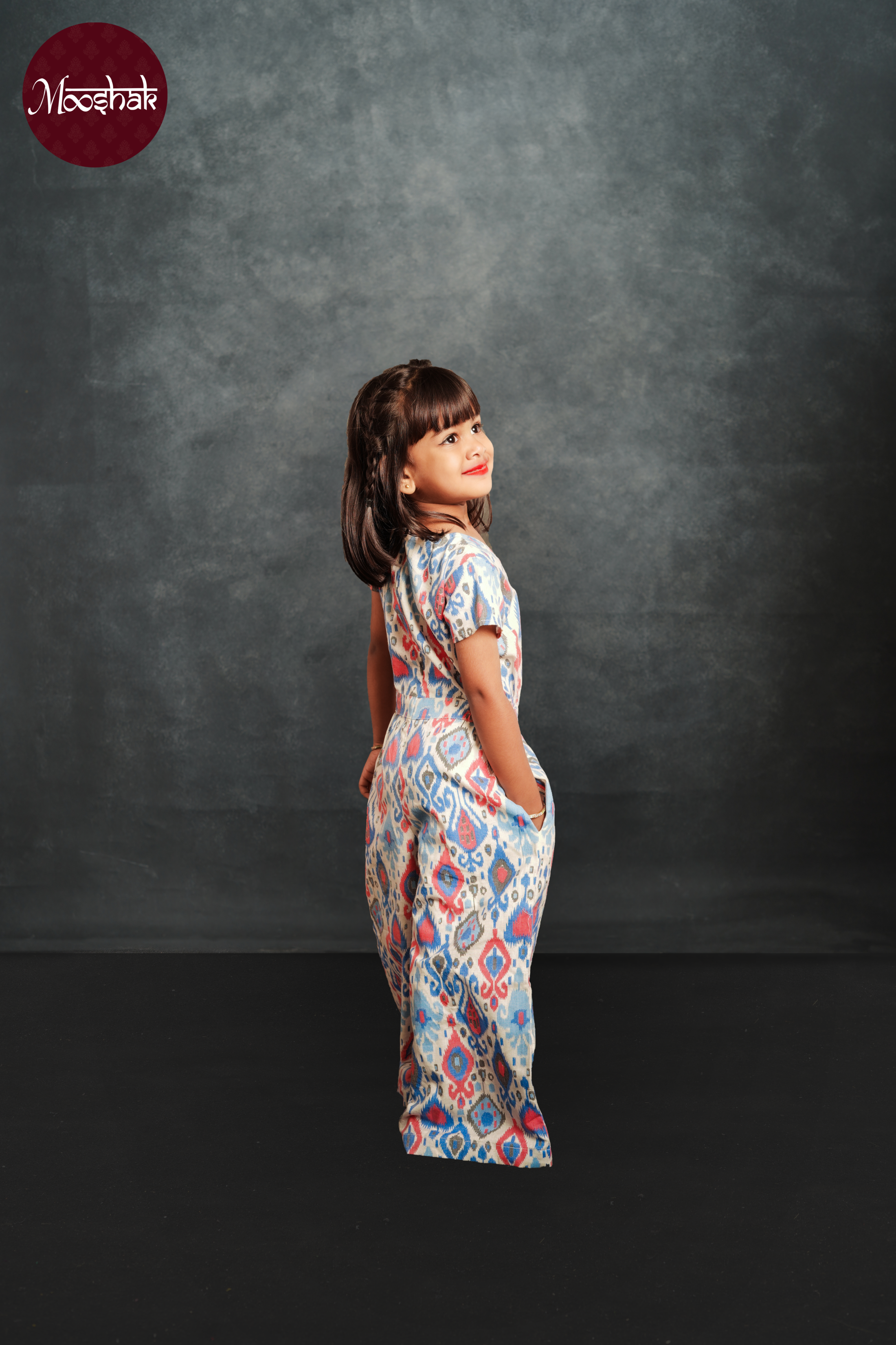 Anokhi - Jumpsuit in Blue-pink Patola print