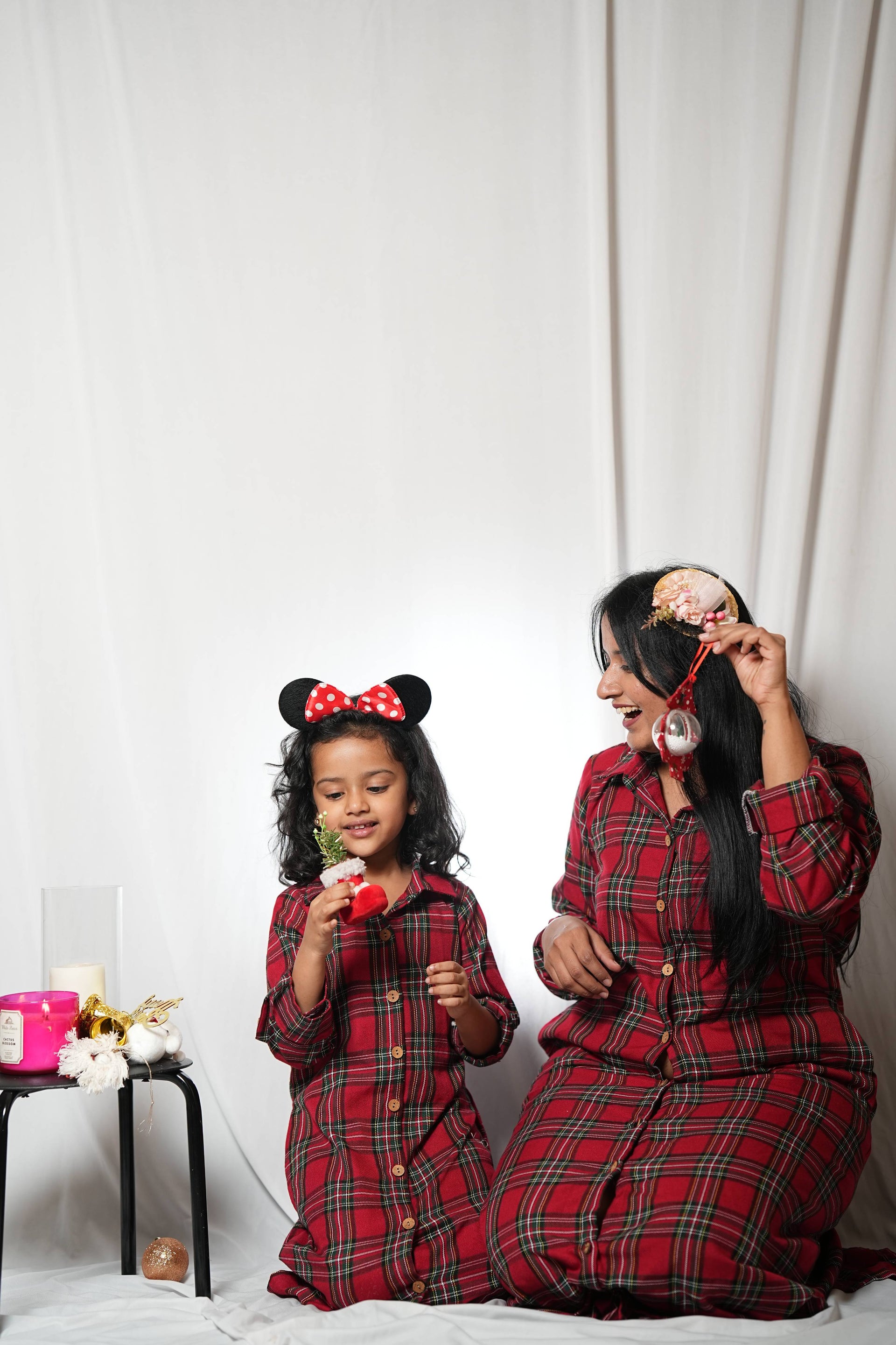 white christmas dresses Red Matching Mother Daughter Dresses in Red Christmas Cotton main image 0
