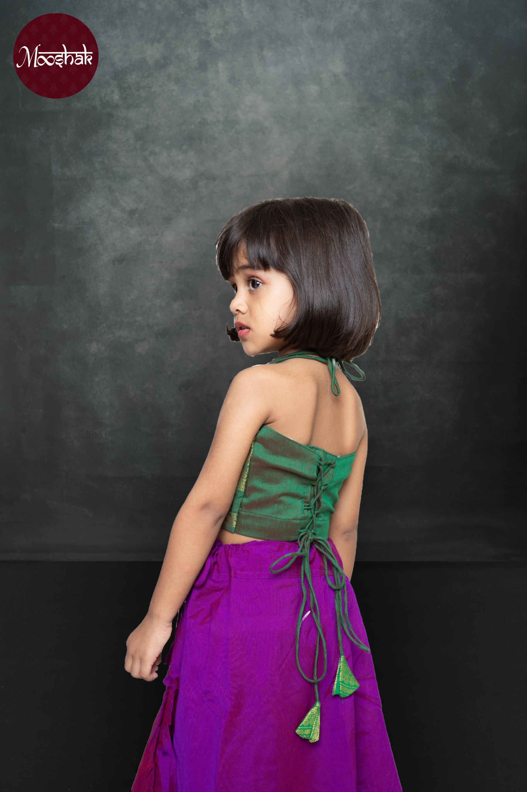 Avani - Skirt and Top in Dual shade of purple with green zari