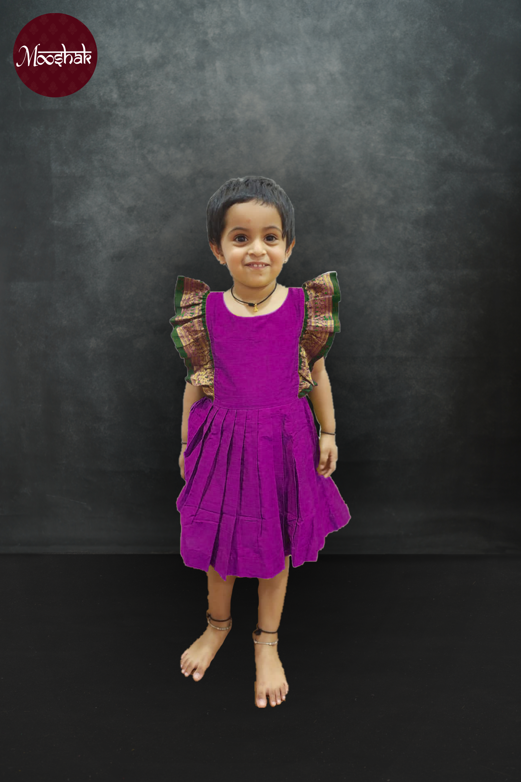 Butterfly Wings - Frock in Dual shade of purple with green zari