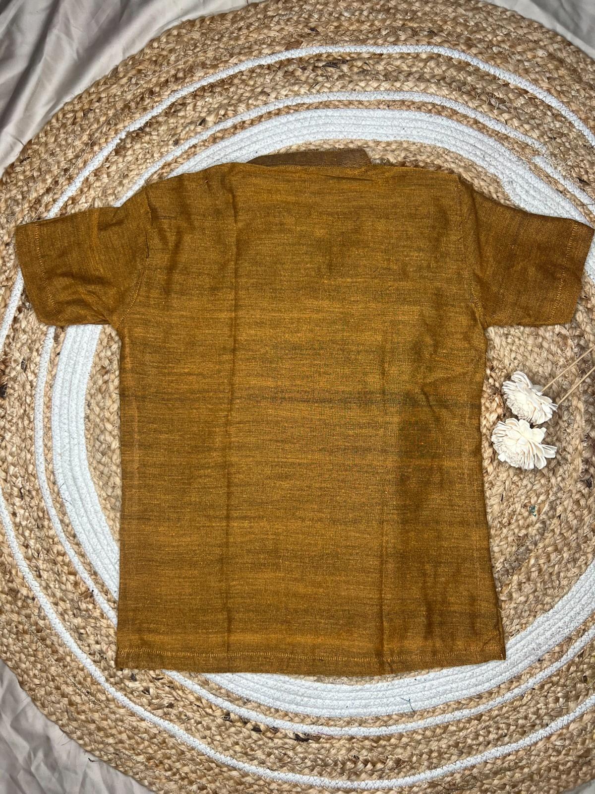 Prithvi - Classic Short Kurta in Brown Khadi fabric