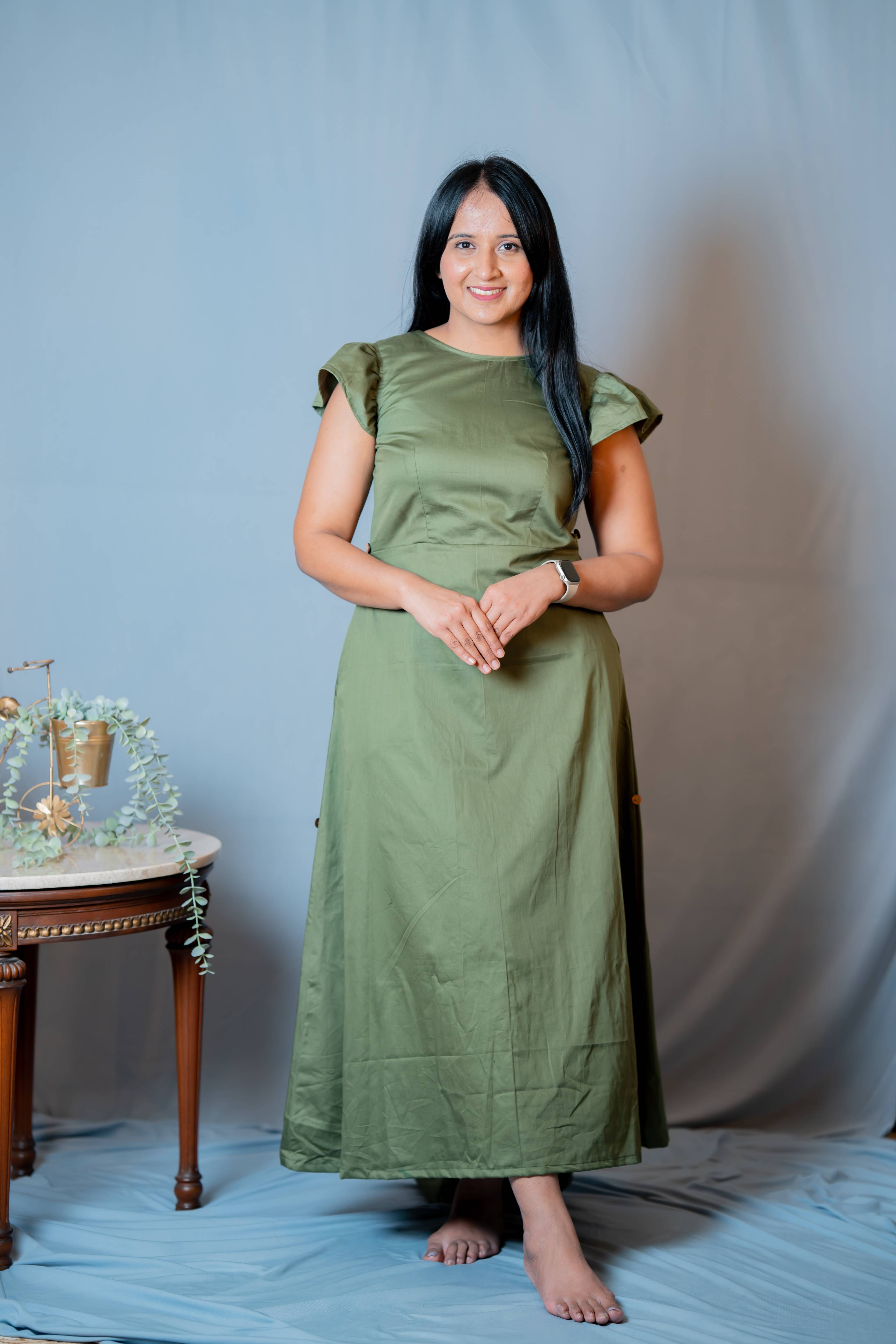 Frock-N-Roll - Convertible dress in Olive pure cotton