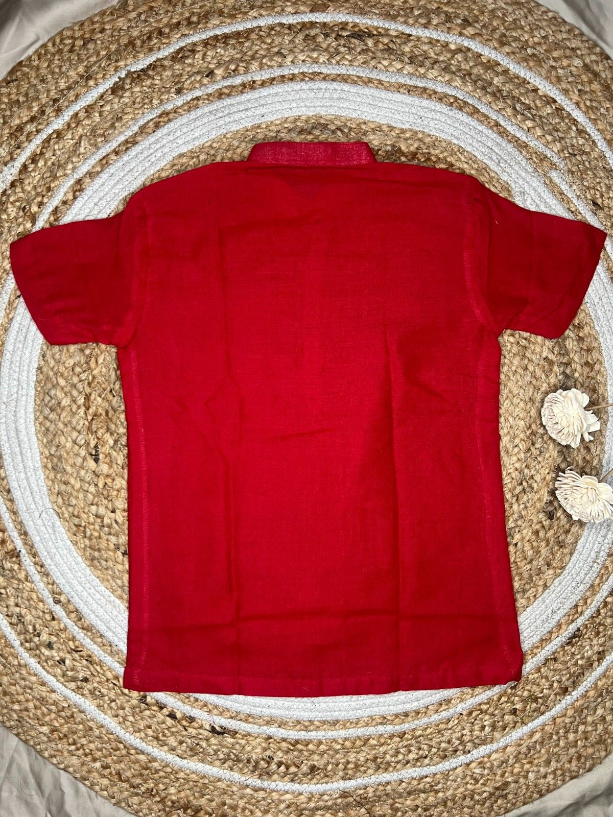 Prithvi - Classic Short Kurta in red khadi fabric