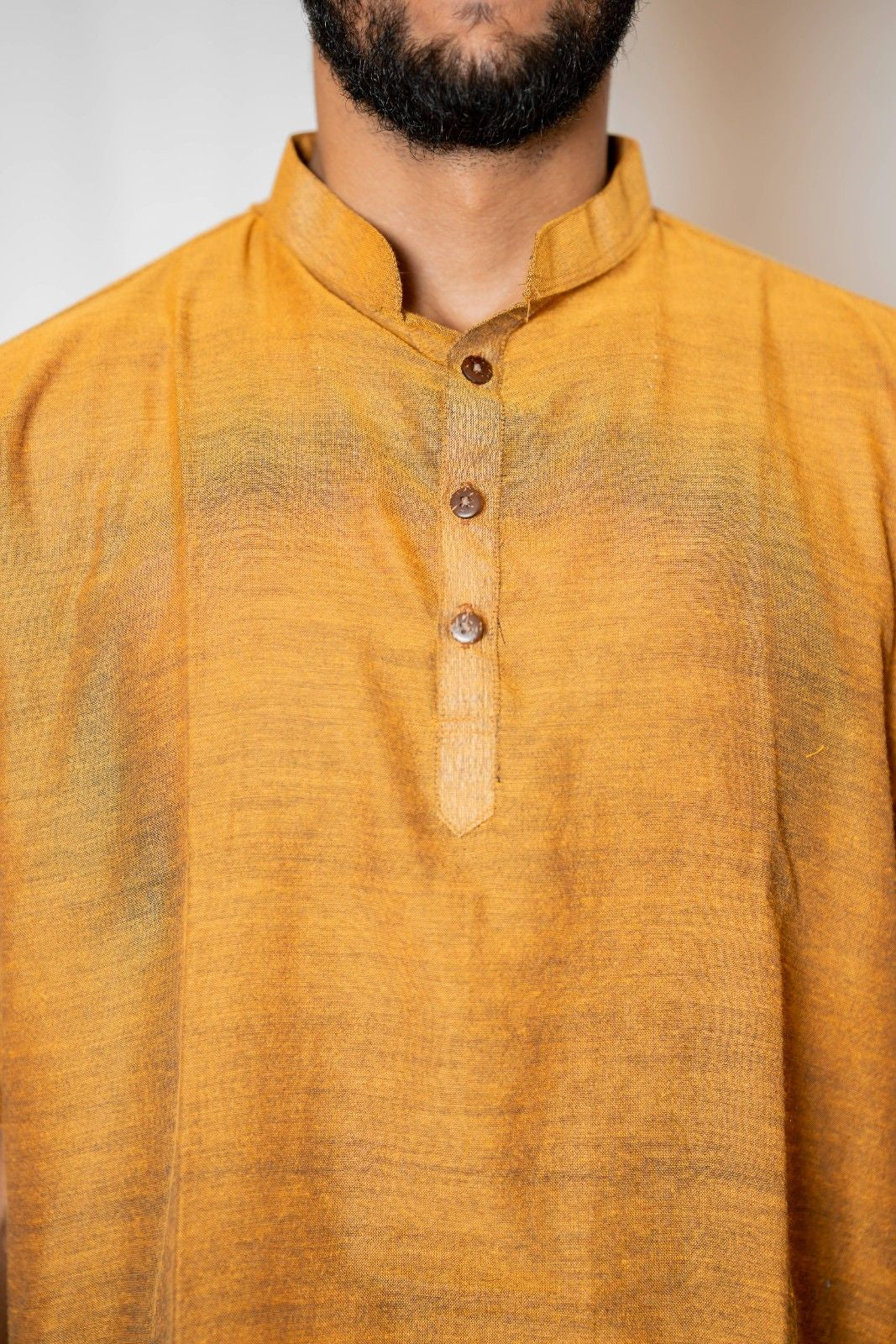 Prithvi - Classic Short Kurta in Brown Khadi fabric