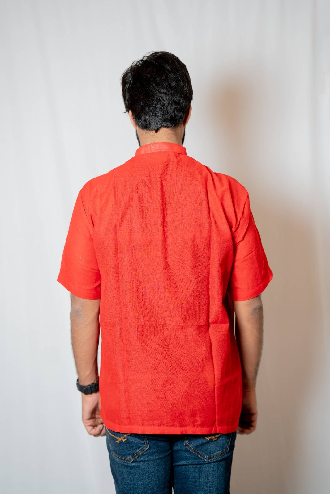 Prithvi - Classic Short Kurta in red khadi fabric