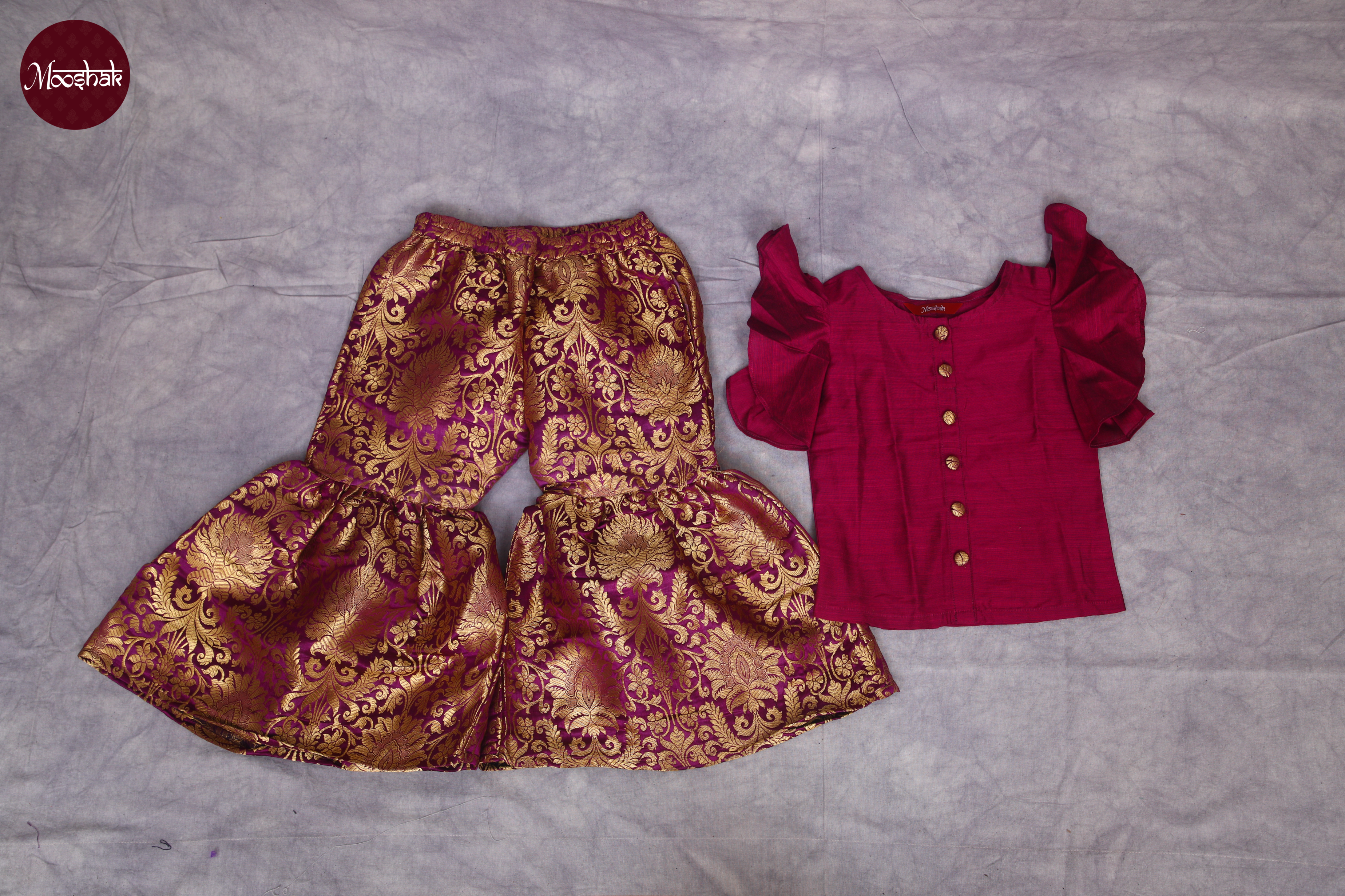 Dhara - Sharara Set in Purple with gold zari work