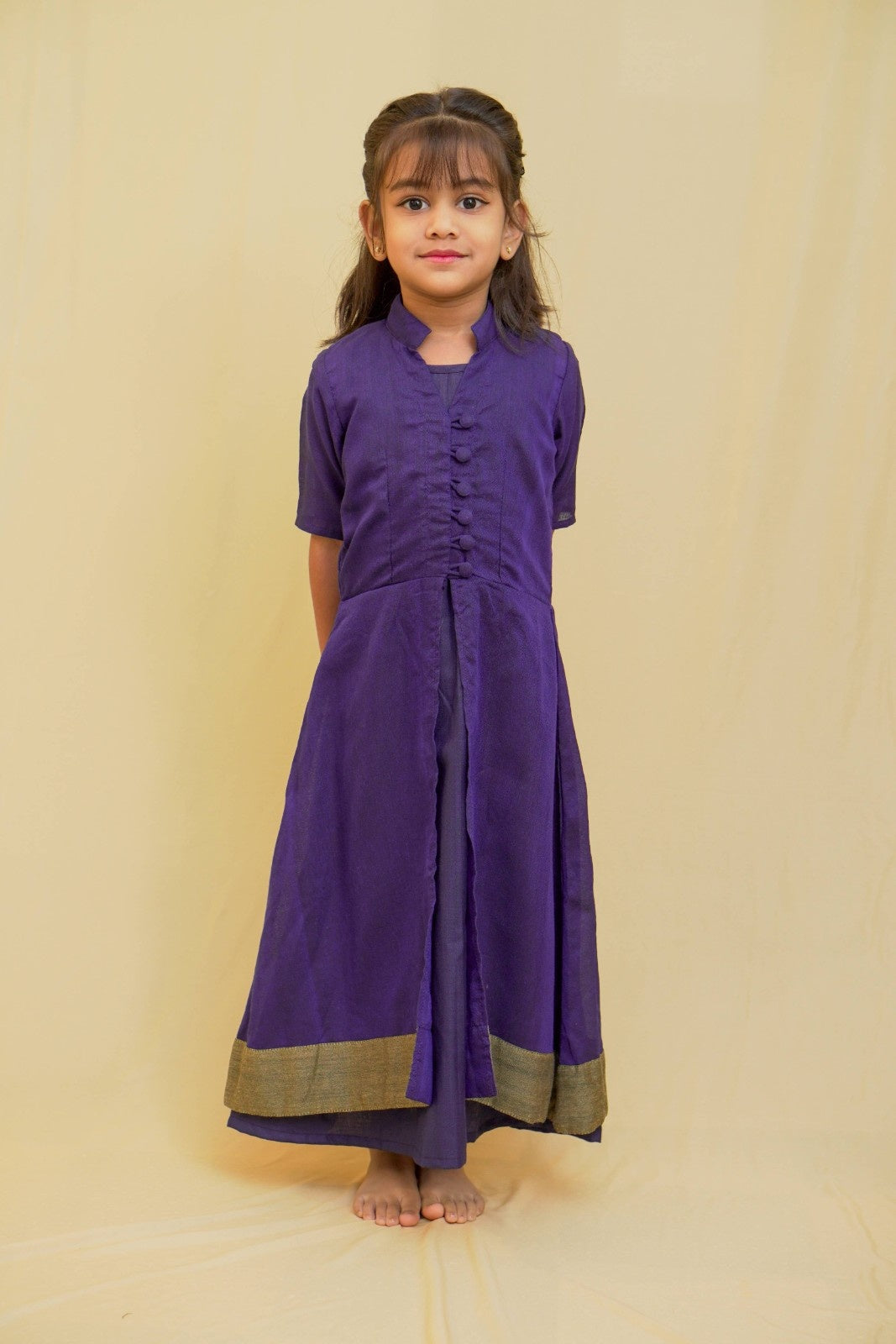 Dhwani - 2 in 1 dress with overcoat in Khadi cotton in blue