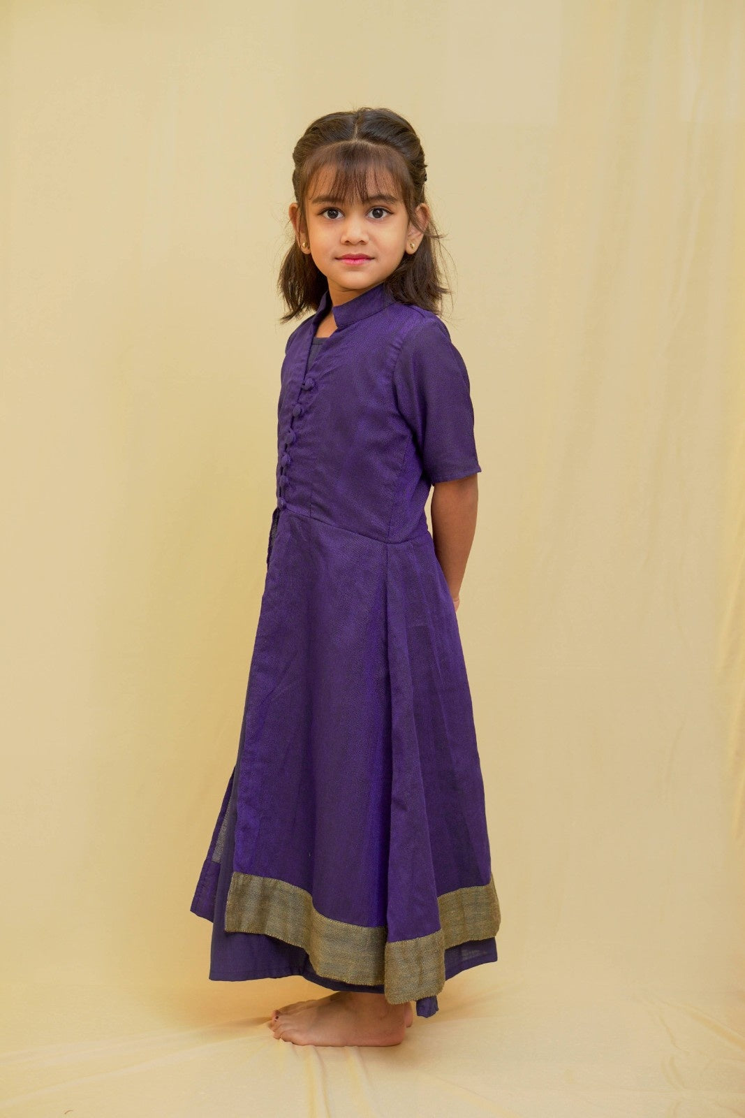 Dhwani - 2 in 1 dress with overcoat in Khadi cotton in blue