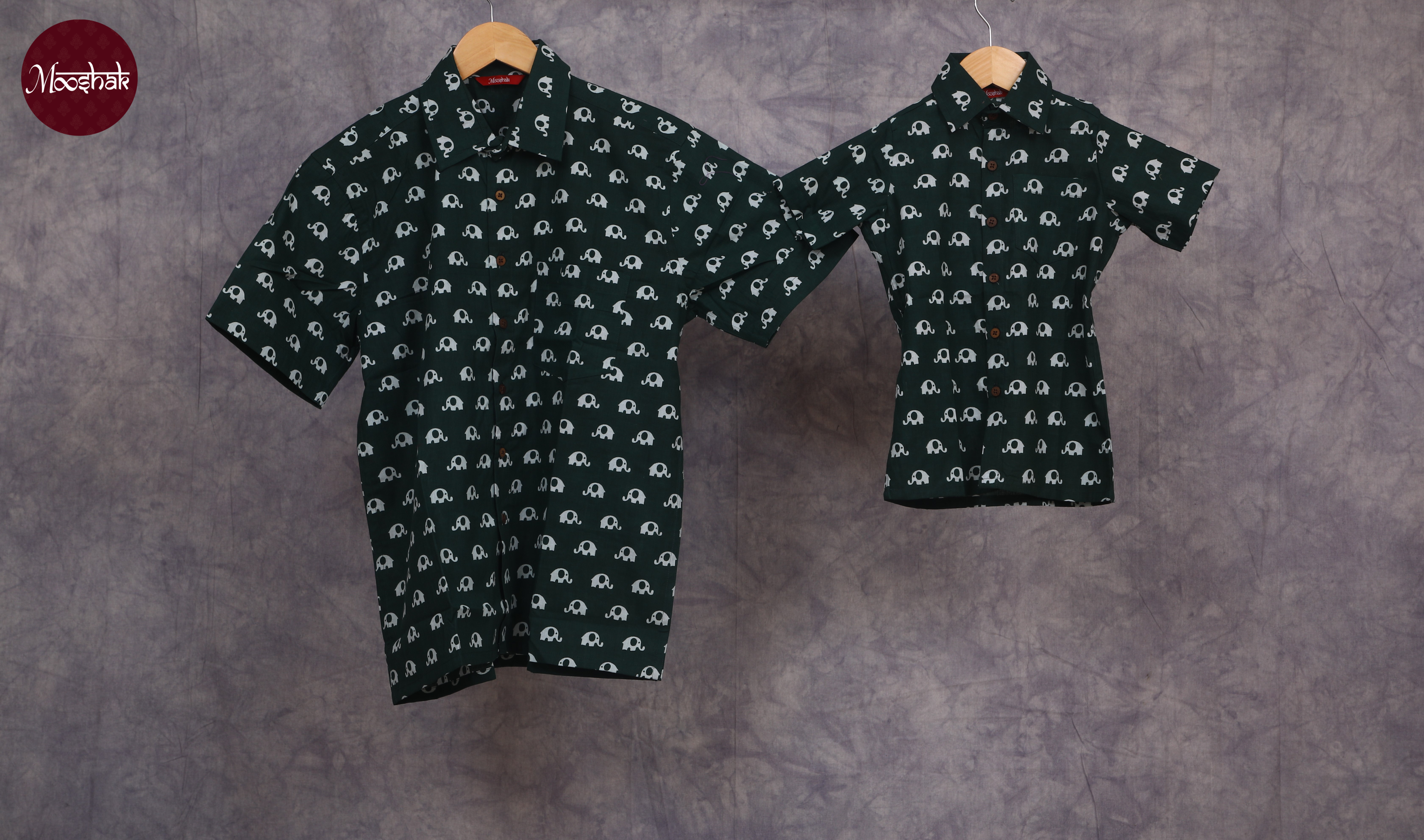 Elemental - Shirts in Green with elephant print