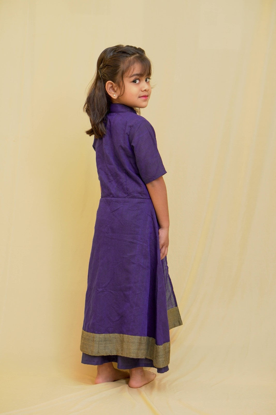 Dhwani - 2 in 1 dress with overcoat in Khadi cotton in blue