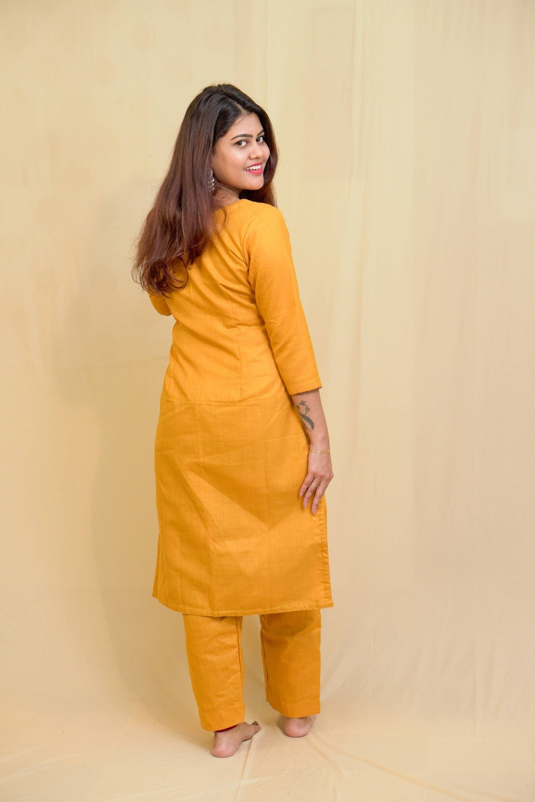 Kanaka -co-ord set in pure cotton with cheetinad checks in mustard