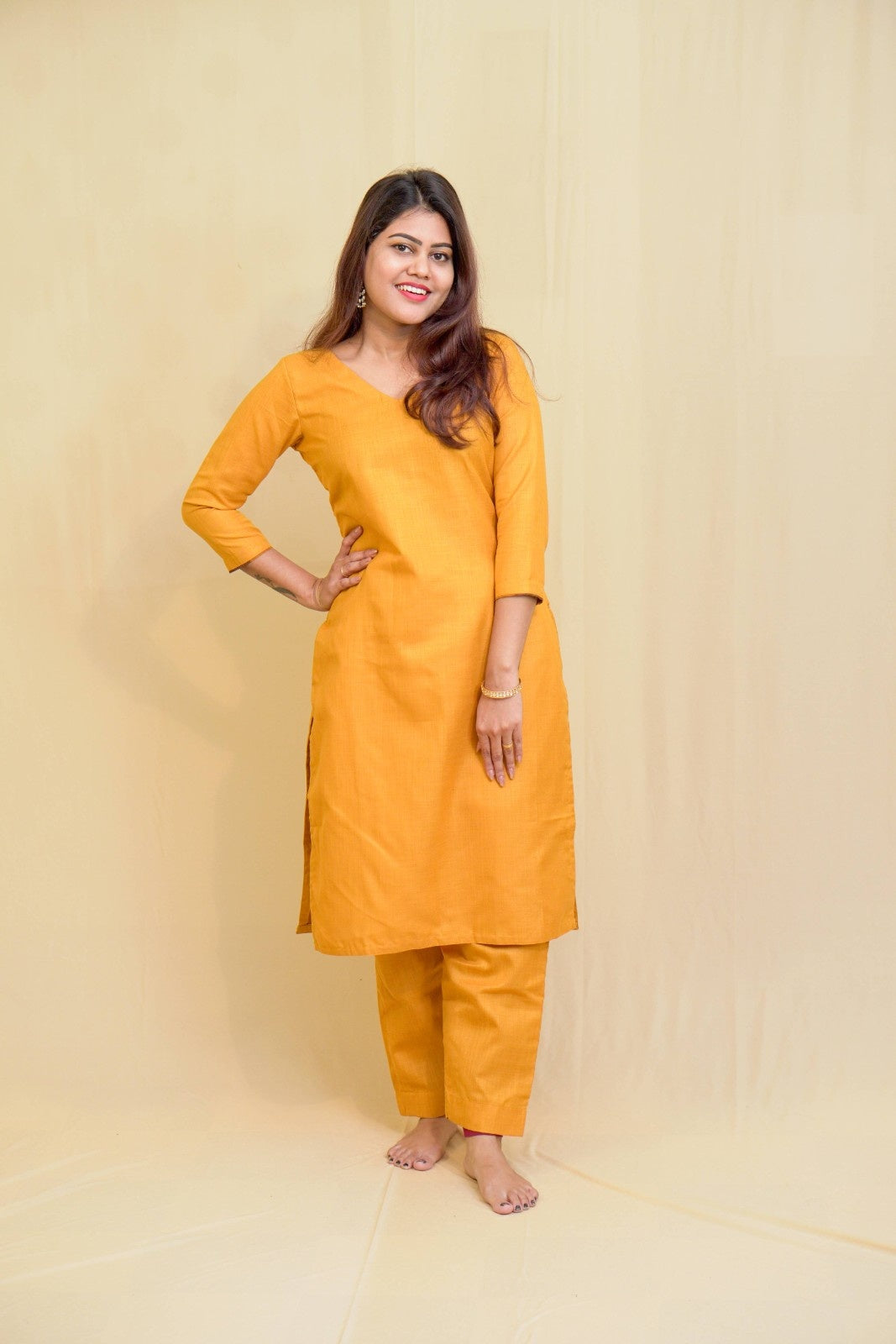 Kanaka -co-ord set in pure cotton with cheetinad checks in mustard