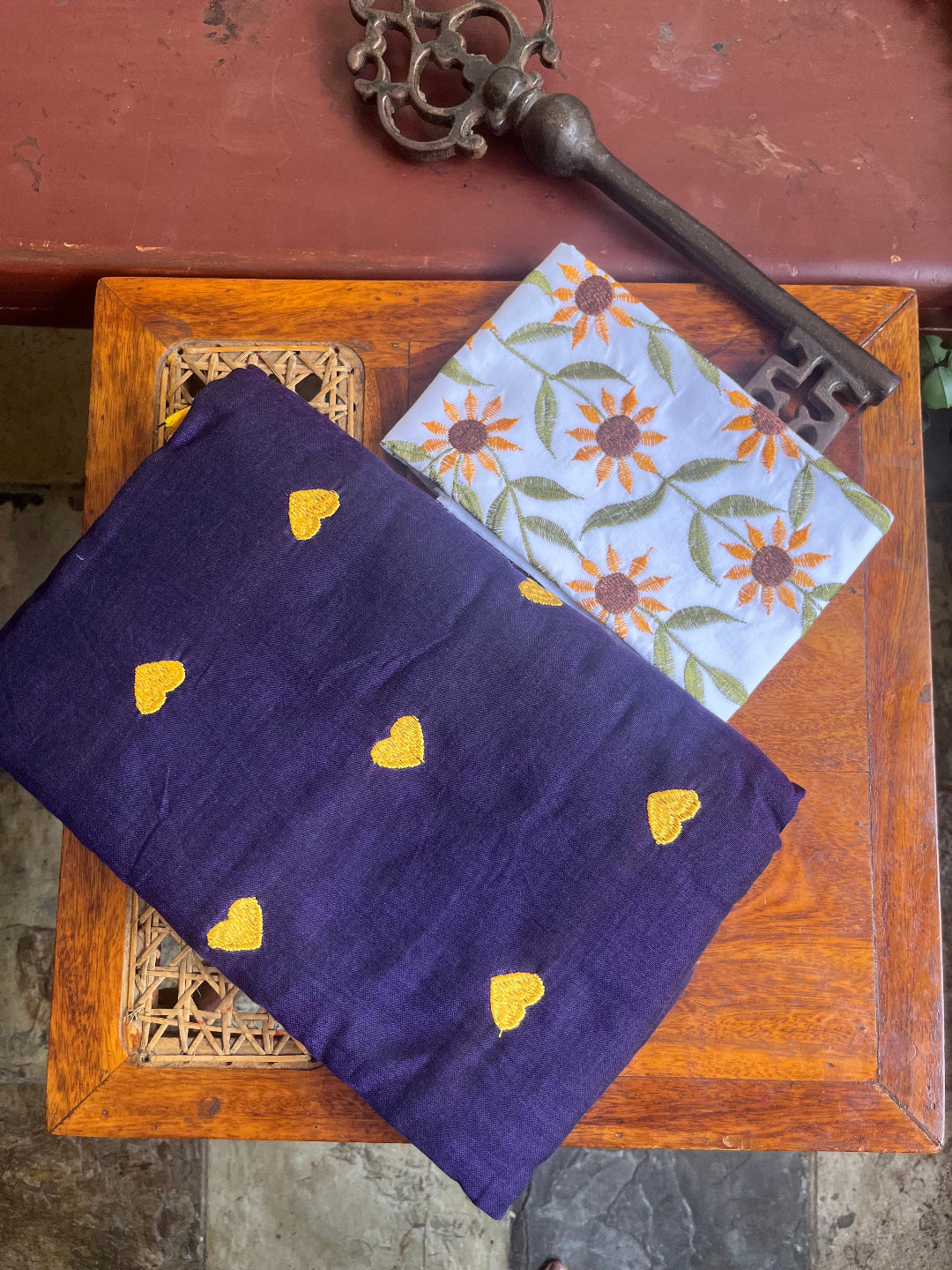 Aanchal - 1 minute Ready-to-wear saree in Blue heart in Khadi