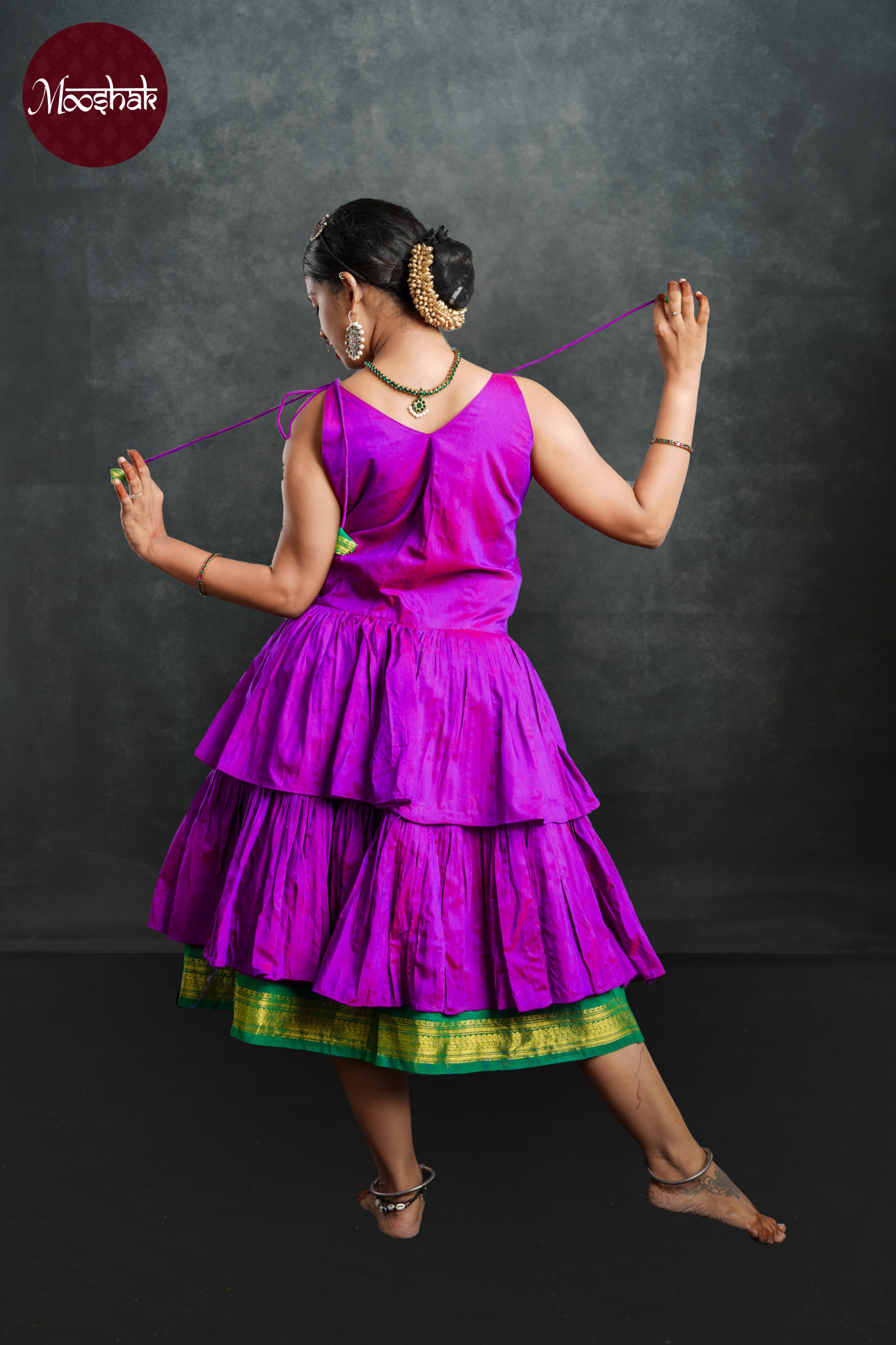 Little Miss Sunshine - Frock-Dress in Dual shade of purple with green zari