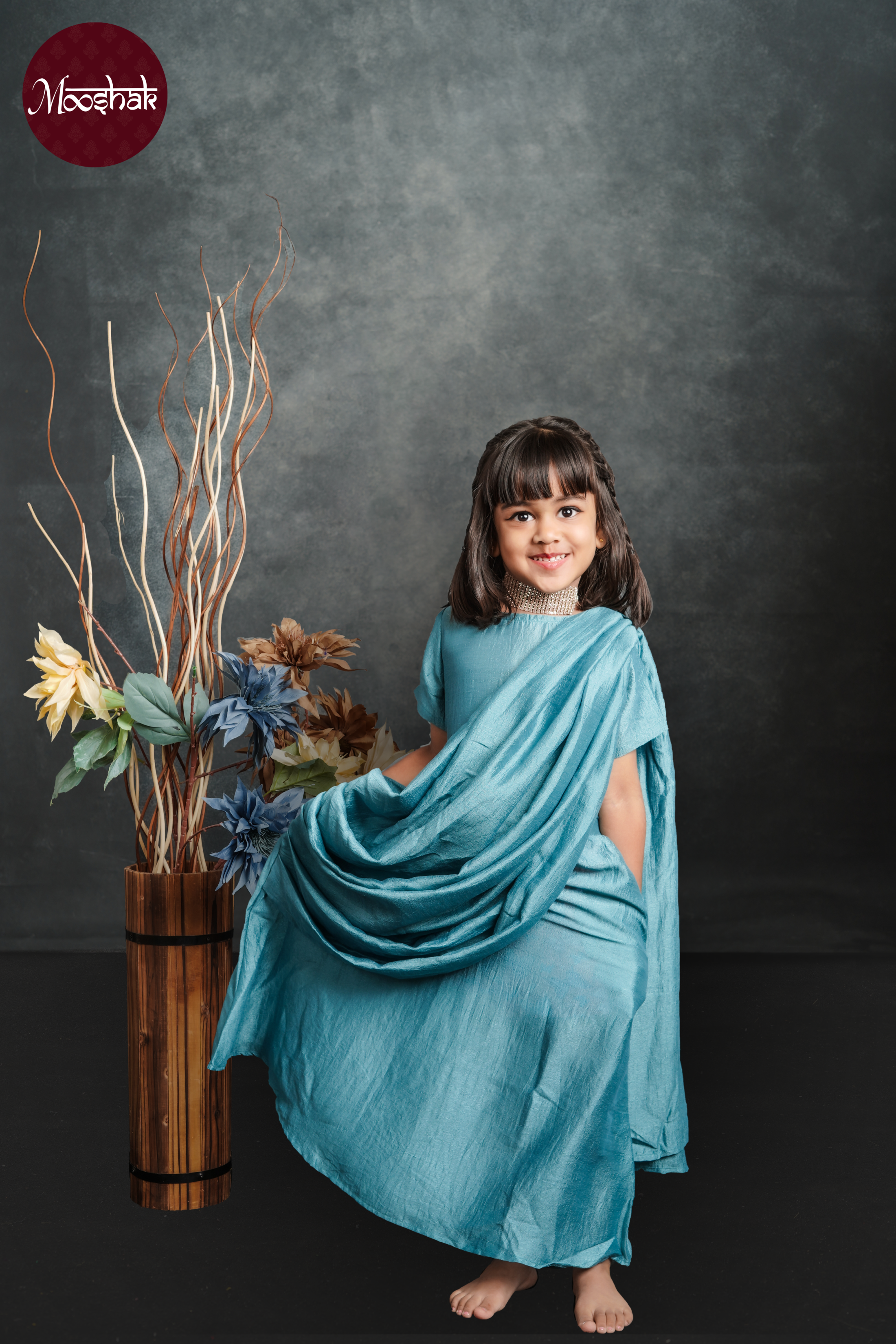 Mangai- Drape - Saree in Blue Georgette