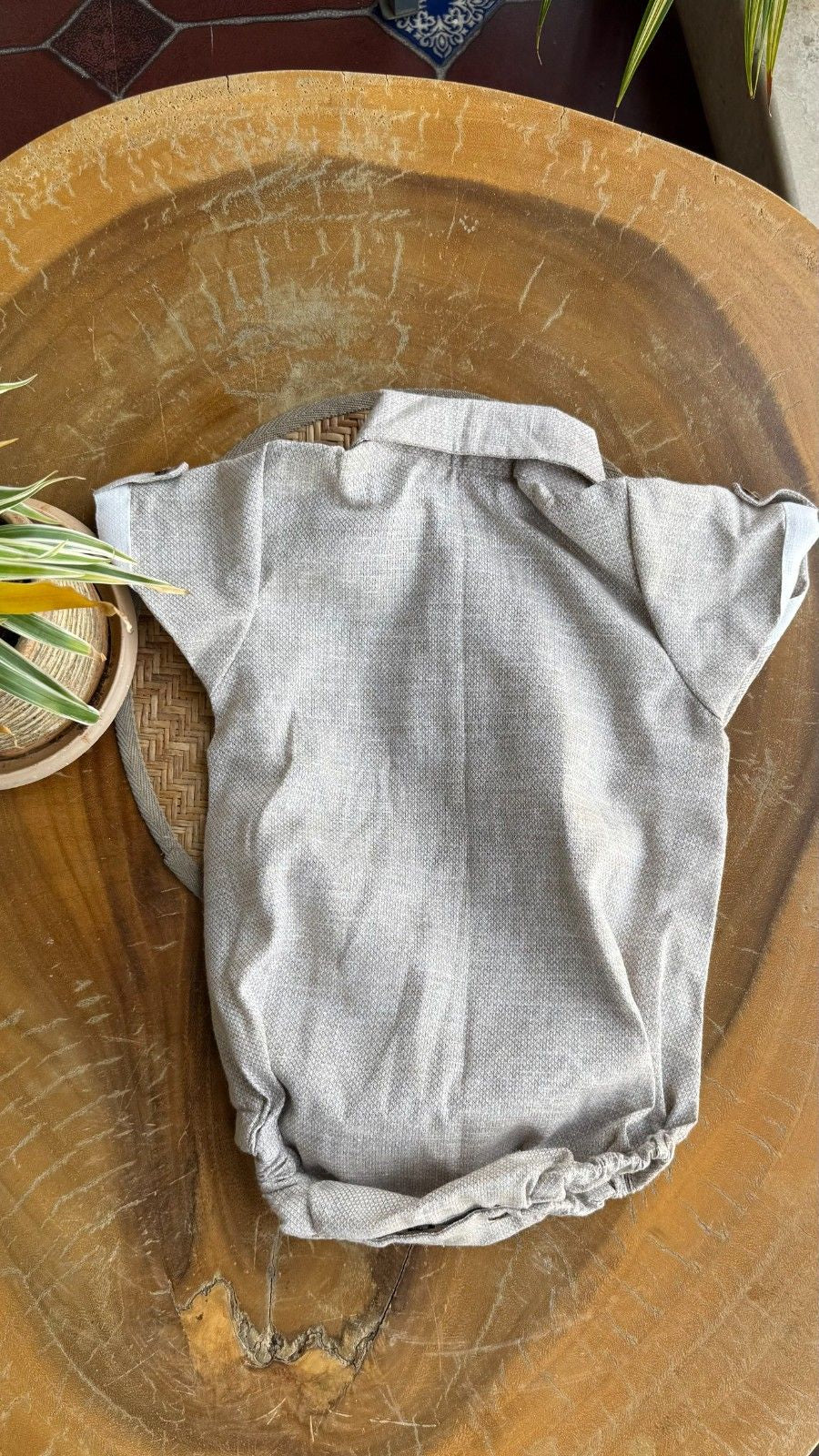 Style Angel - Onesie Collared Rompers with bloomer in beige Co-Jute